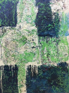 Matteo Bultrini 5. 9. 2 Green and Blue abstract mixed media acrylic painting