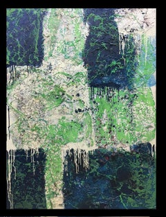 Matteo Bultrini 5. 9. 2 Green and Blue abstract mixed media acrylic painting