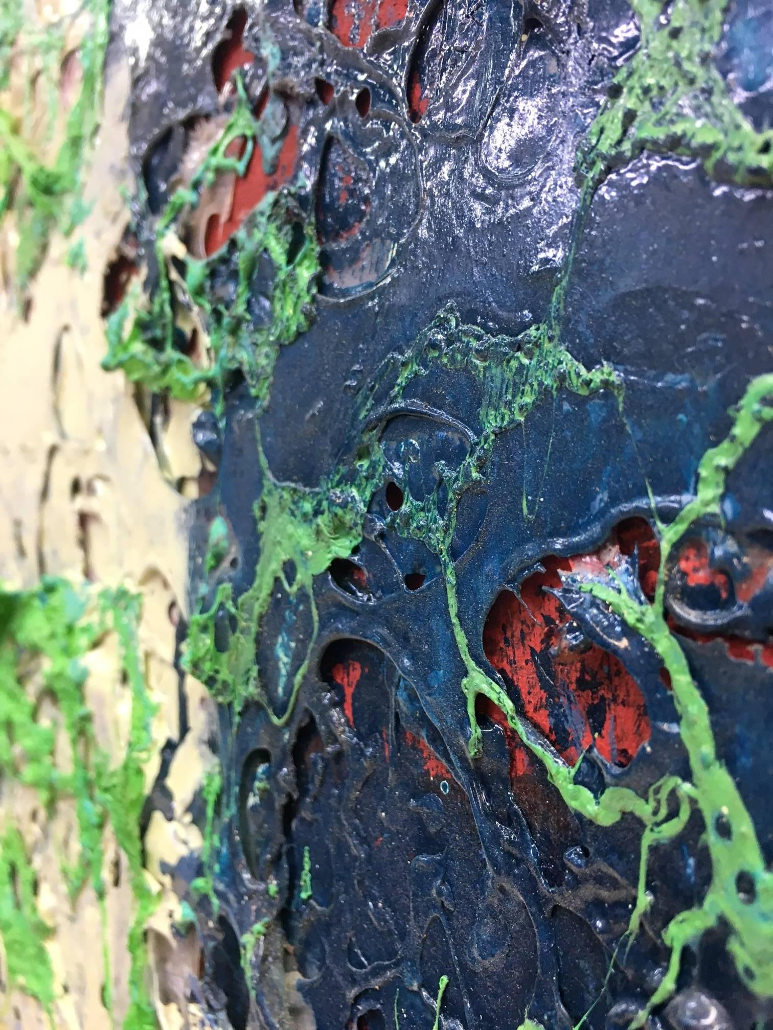 Matteo BULTRINI  Vert et bleu  Peinture acrylique abstraite technique mixte en vente 1