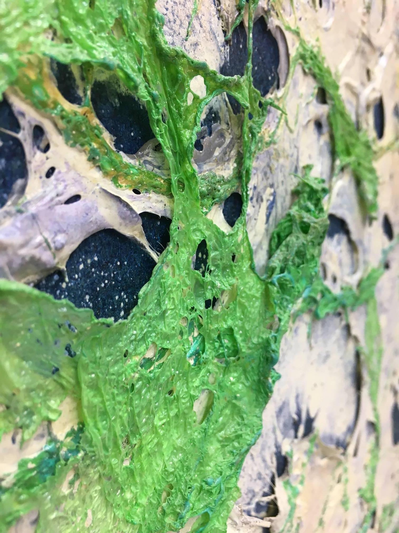 Matteo BULTRINI  Vert et bleu  Peinture acrylique abstraite technique mixte en vente 2