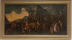 Huge 17th Century Italian Old Master Oil Painting Moses & Parting of the Red Sea