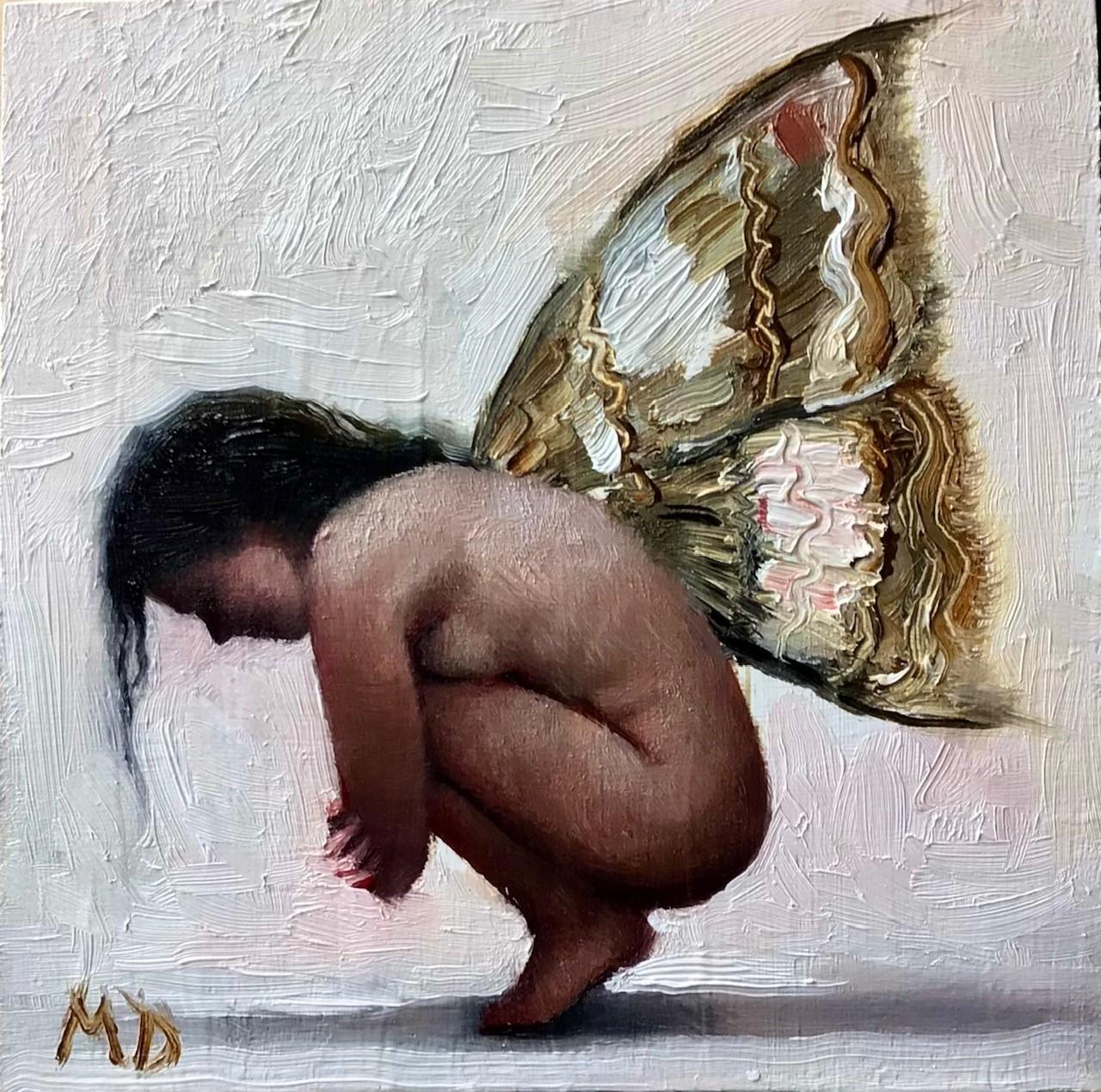 Matteo Di Ventra Animal Painting - "Curled Fairy" Oil Painting