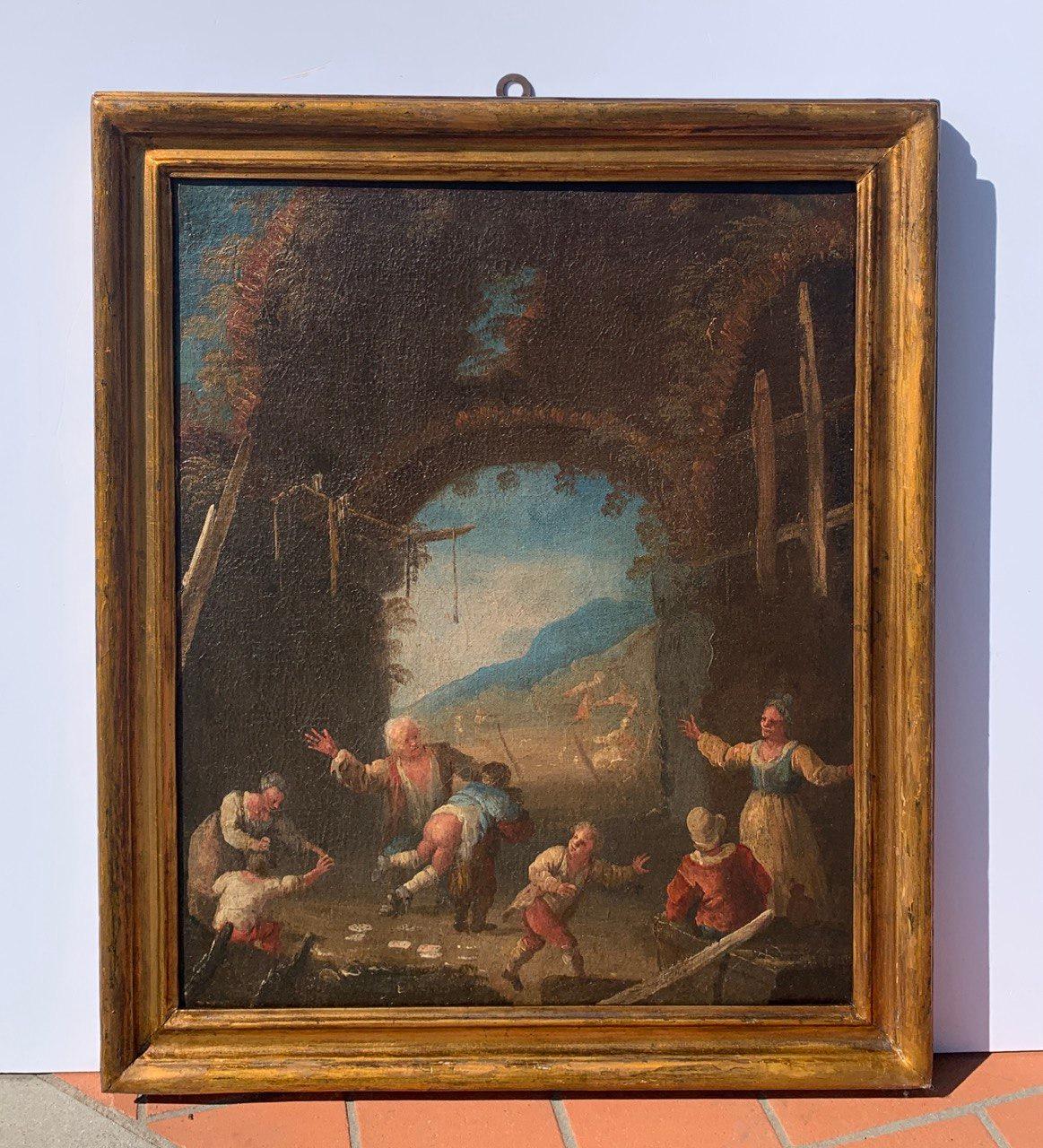 Matteo dei Pitocchi (Baroque) - 17th century figure painting - Genre scene - Brown Figurative Painting by Matteo Ghidoni