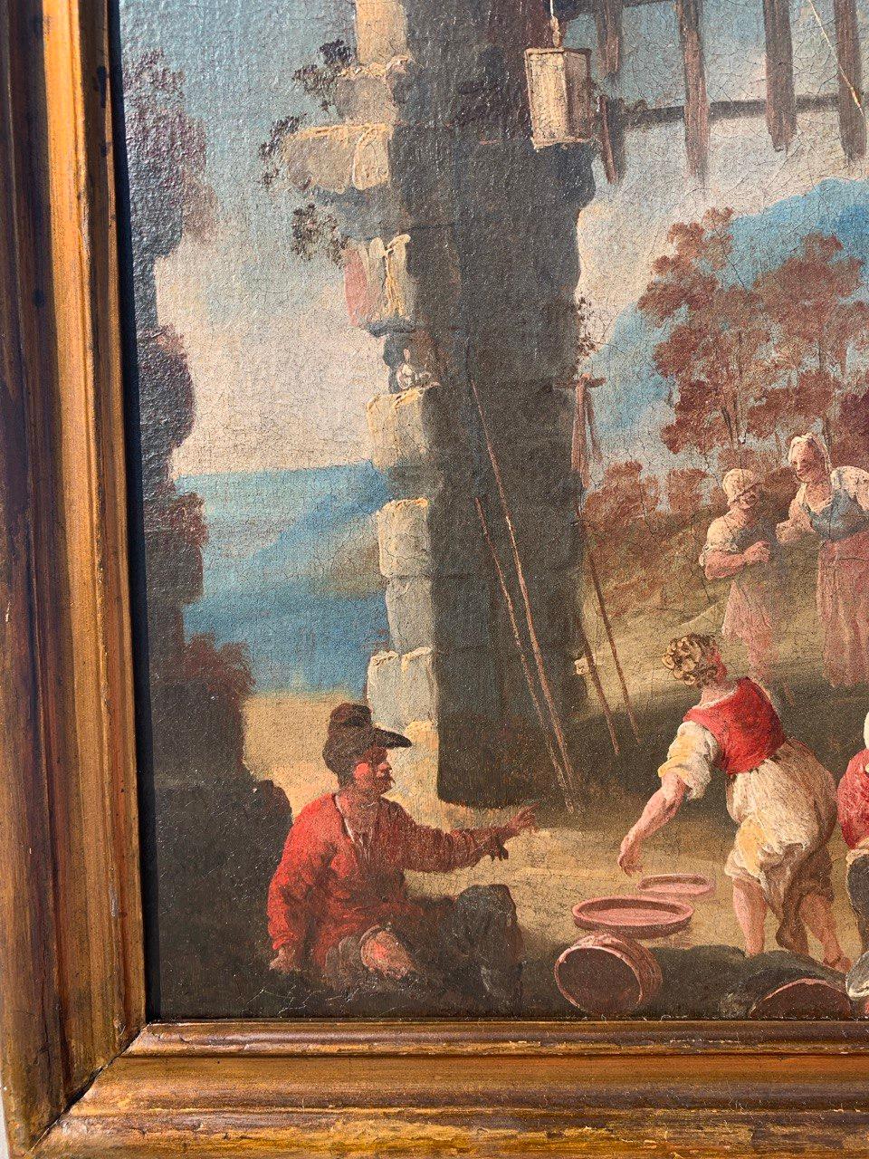 Matteo Ghidoni, known as Matteo dei Pitocchi (Florence 1626 - Padua 1700) - Genre scene with dishwasher.

67 x 55 cm unframed, 79 x 67 cm with frame.

Ancient oil painting on canvas, in a gilded wooden frame (not signed).

- The painting is