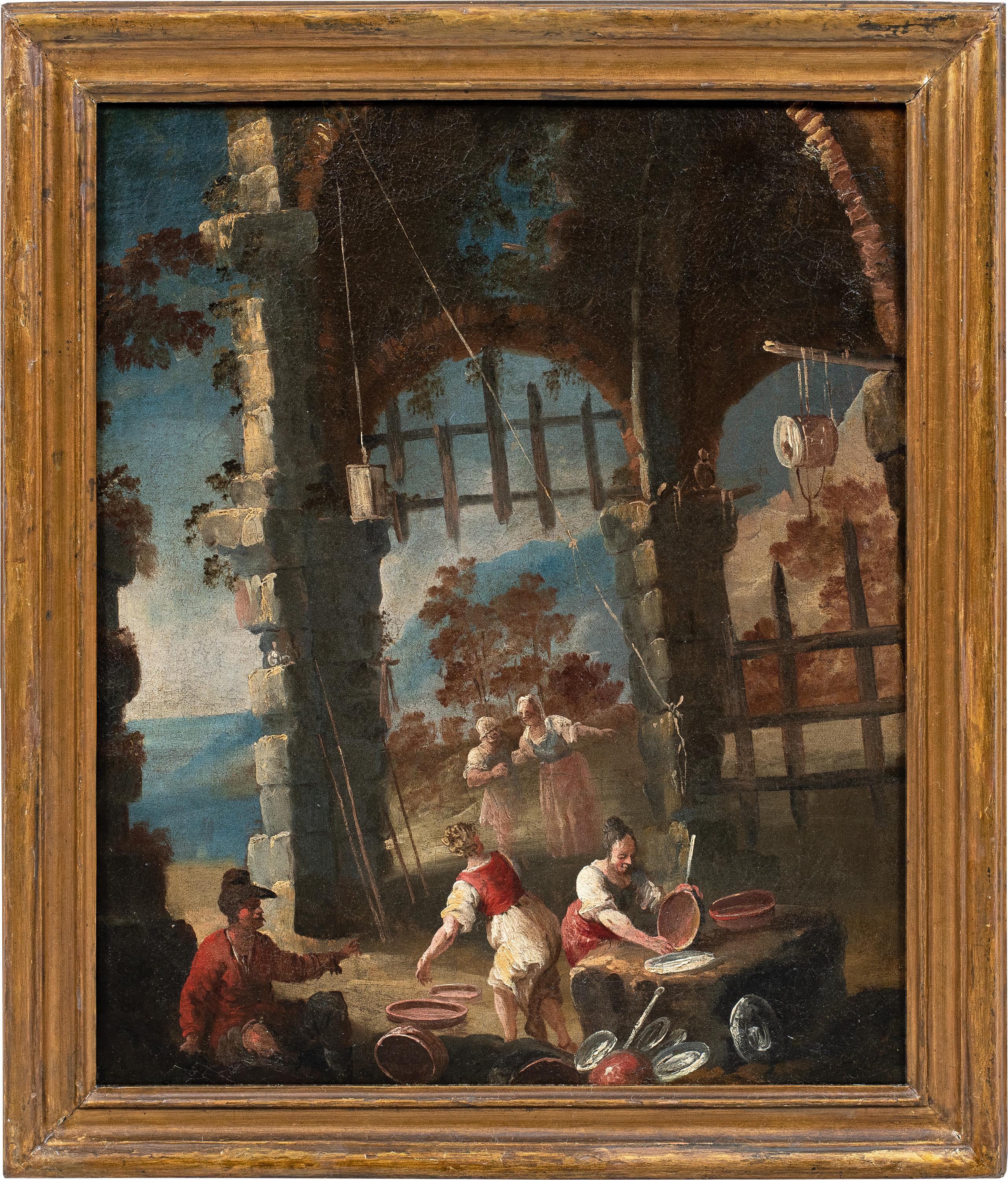 Matteo Ghidoni Landscape Painting - Matteo dei Pitocchi (Baroque) - 17th century figure painting - Genre scene
