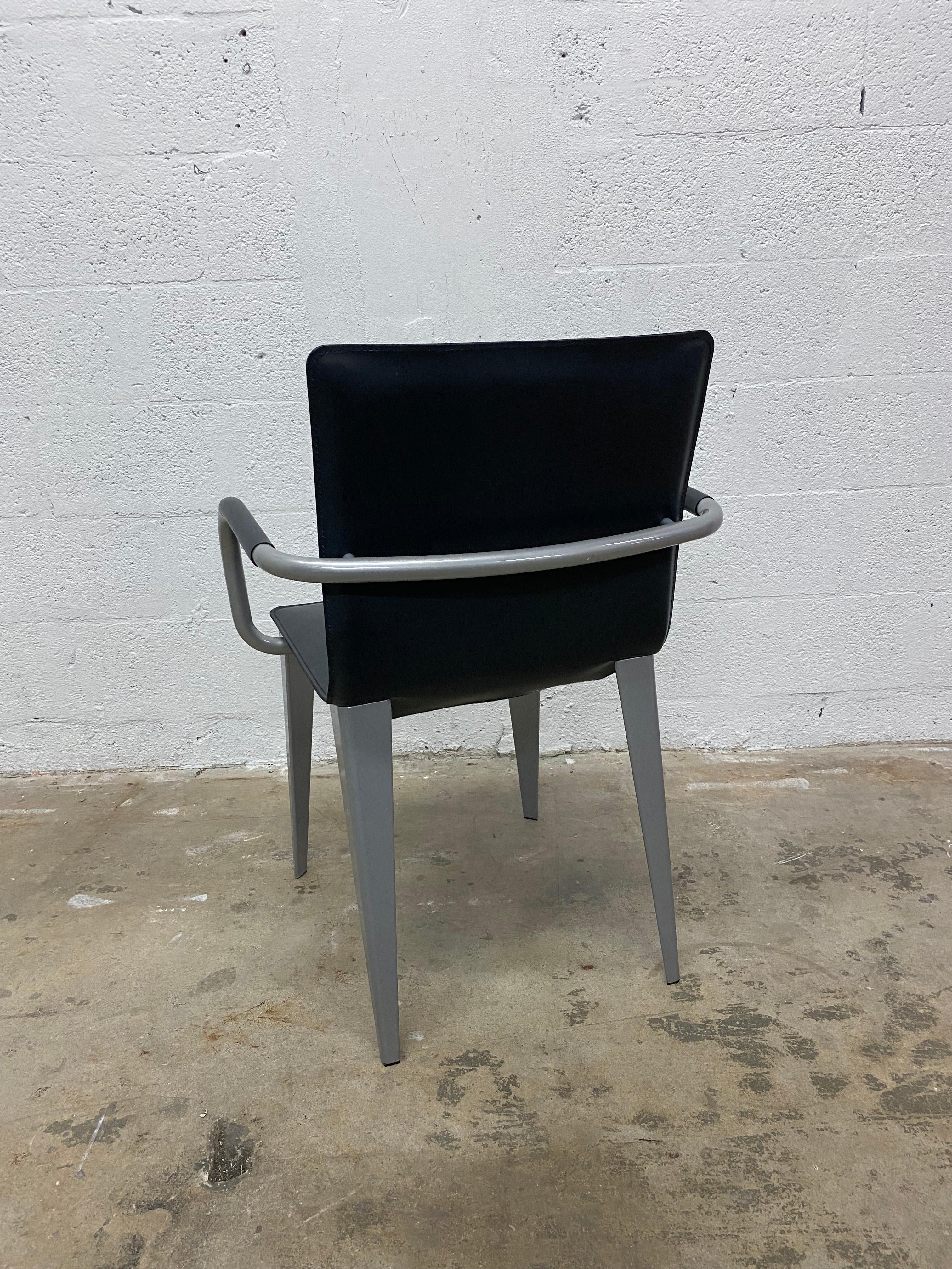 Matteo Grassi 1880 Dark Gray Leather Arm Chair  For Sale 4