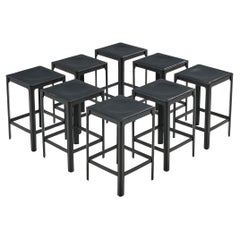 Retro Matteo Grassi Bar Stools in Black Leather 