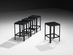 Matteo Grassi Bar Stools in Dark Grey Leather