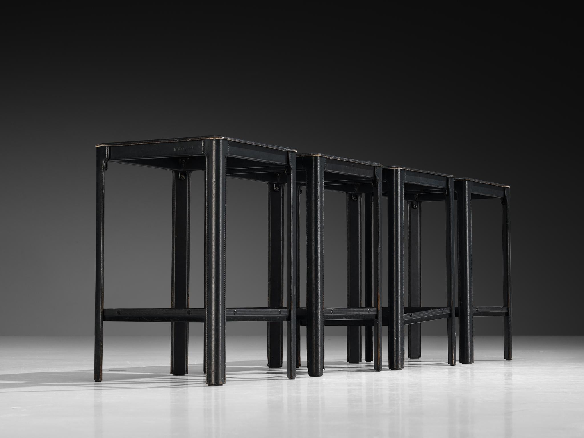 Matteo Grassi Barhocker aus dunkelgrauem Leder (Postmoderne) im Angebot