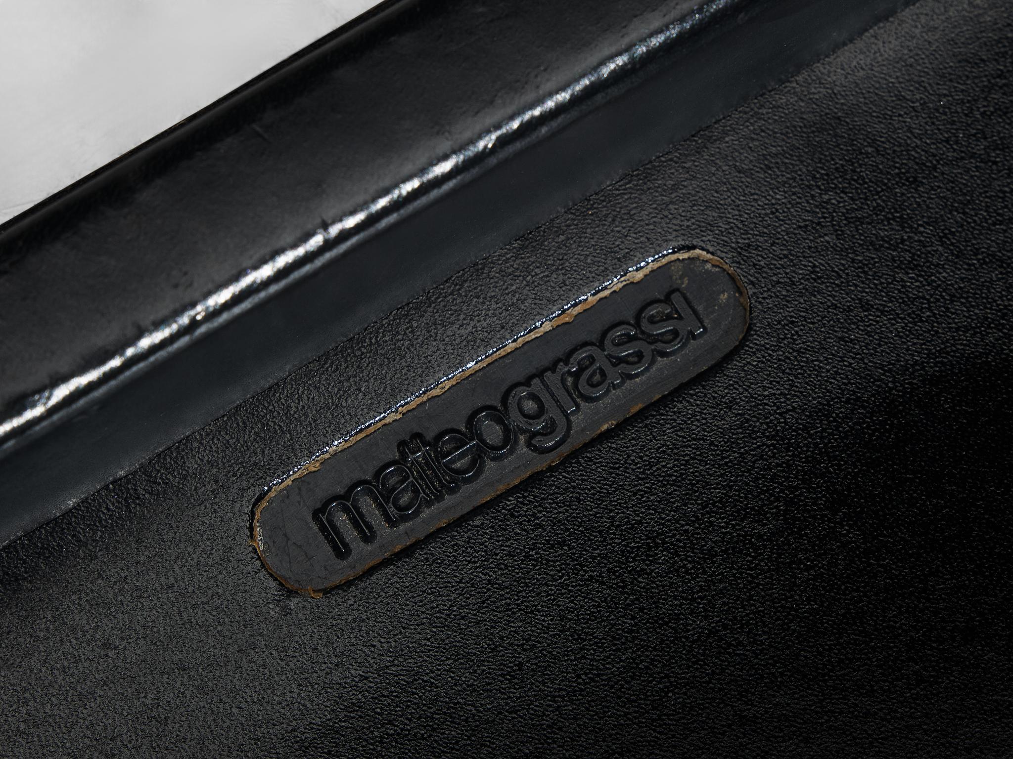Matteo Grassi Barhocker aus dunkelgrauem Leder im Angebot 2