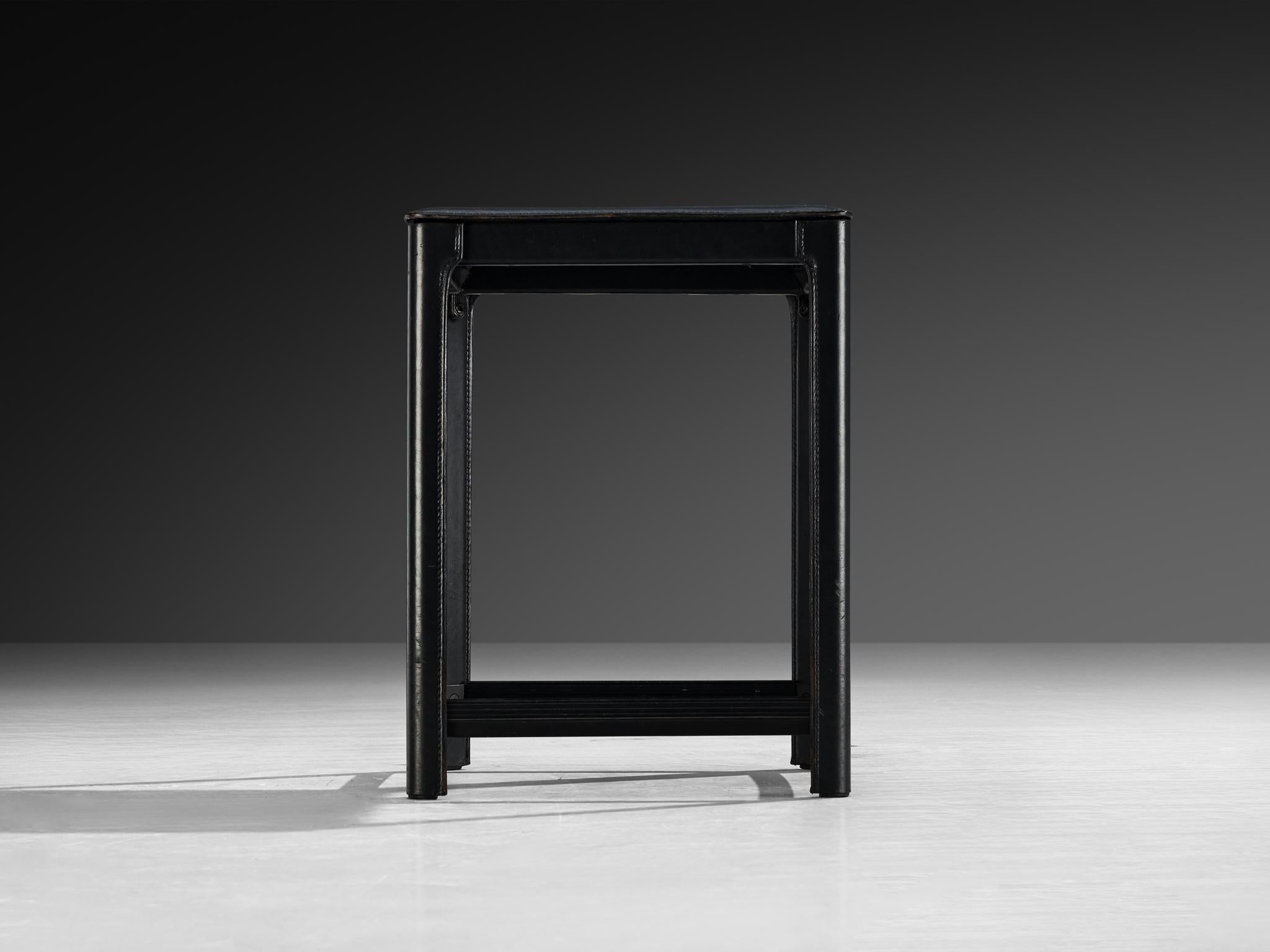 Matteo Grassi Barhocker aus grauem Leder (Ende des 20. Jahrhunderts) im Angebot