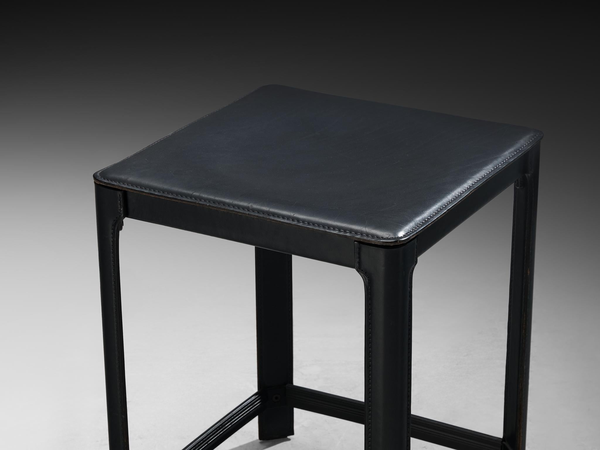 Matteo Grassi Barhocker aus grauem Leder (Metall) im Angebot