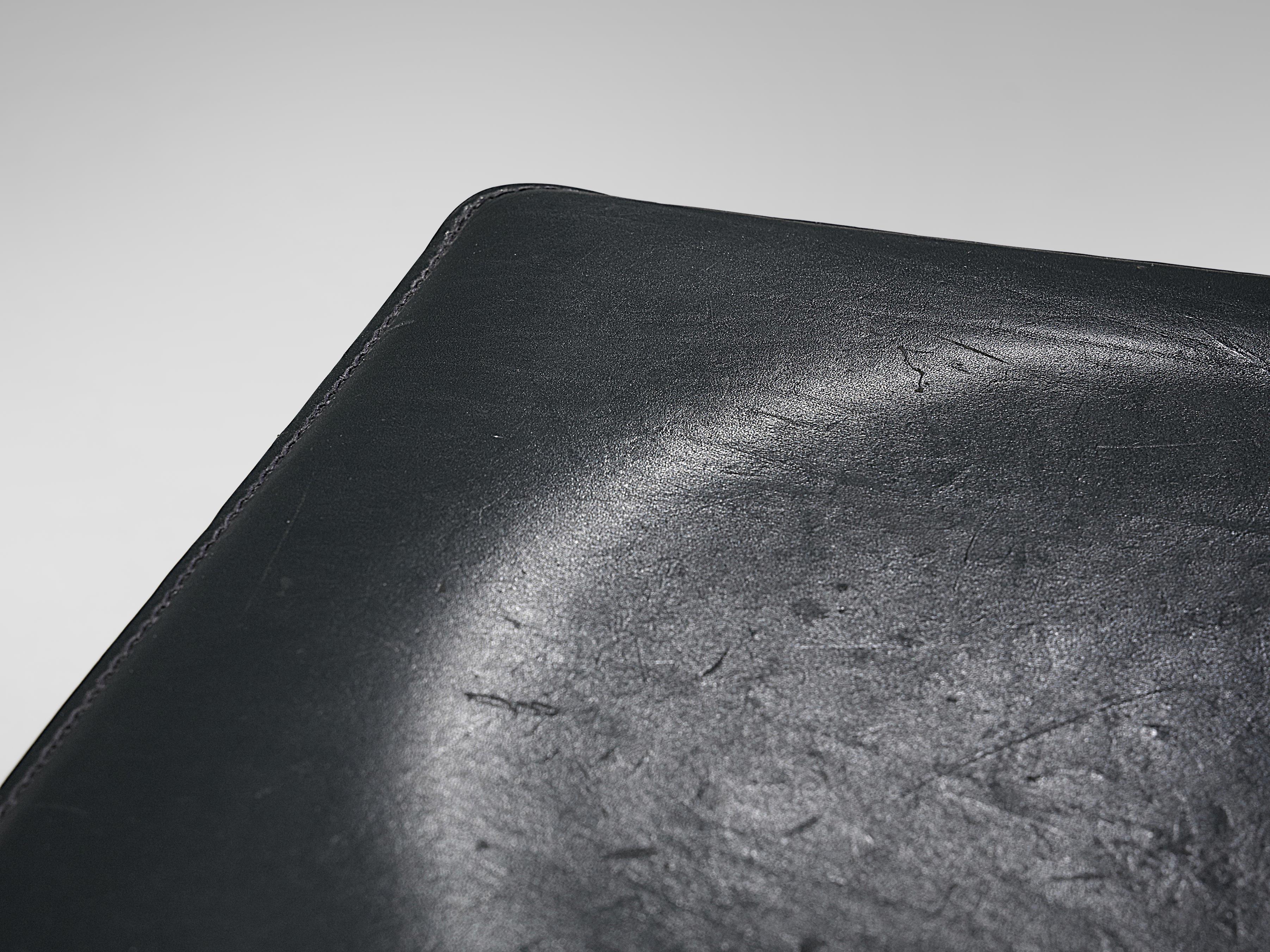 Post-Modern Matteo Grassi Stools in Black Leather
