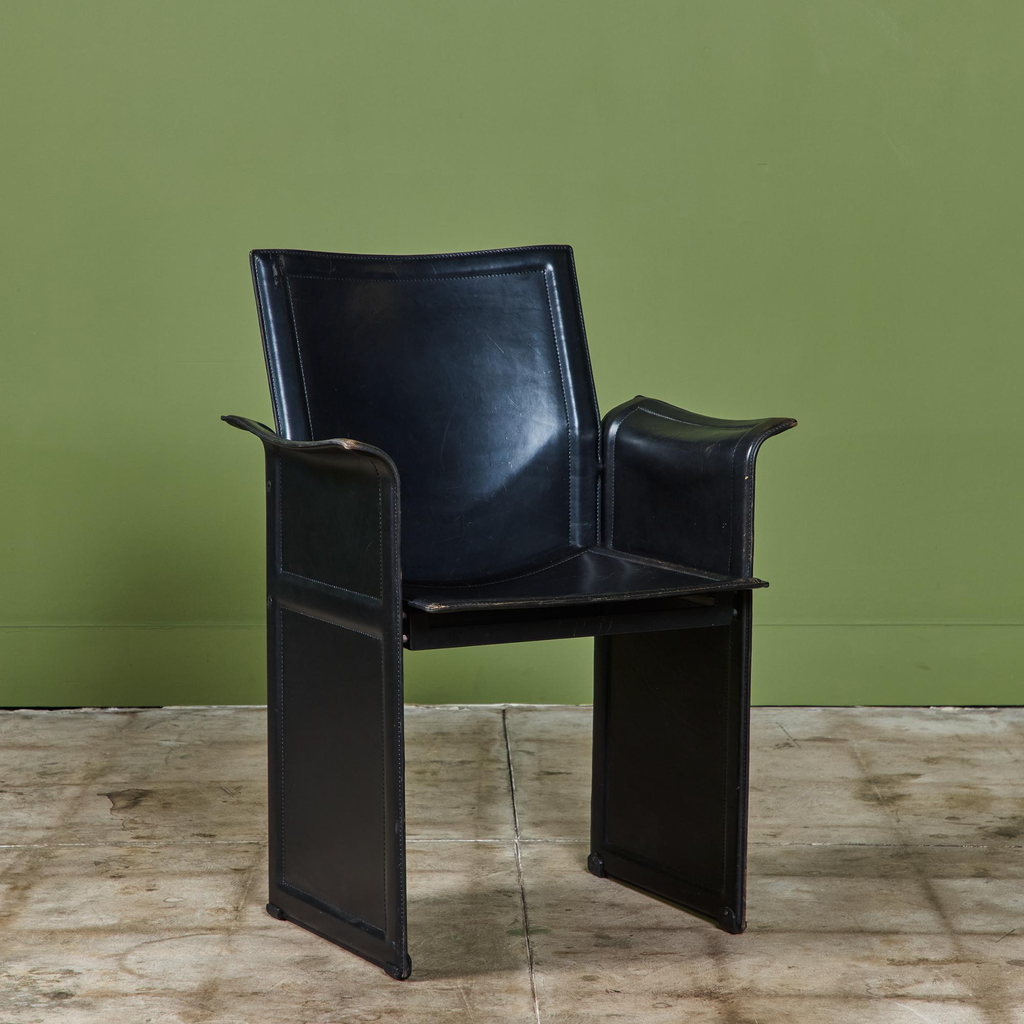Matteo Grassi Black Leather Arm Chair For Sale 3