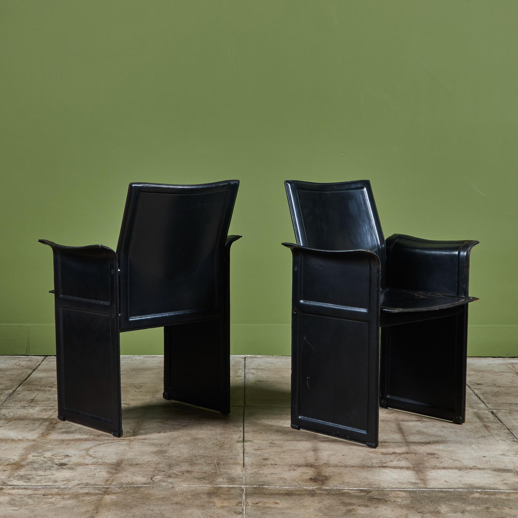 Matteo Grassi Black Leather Arm Chair For Sale 4