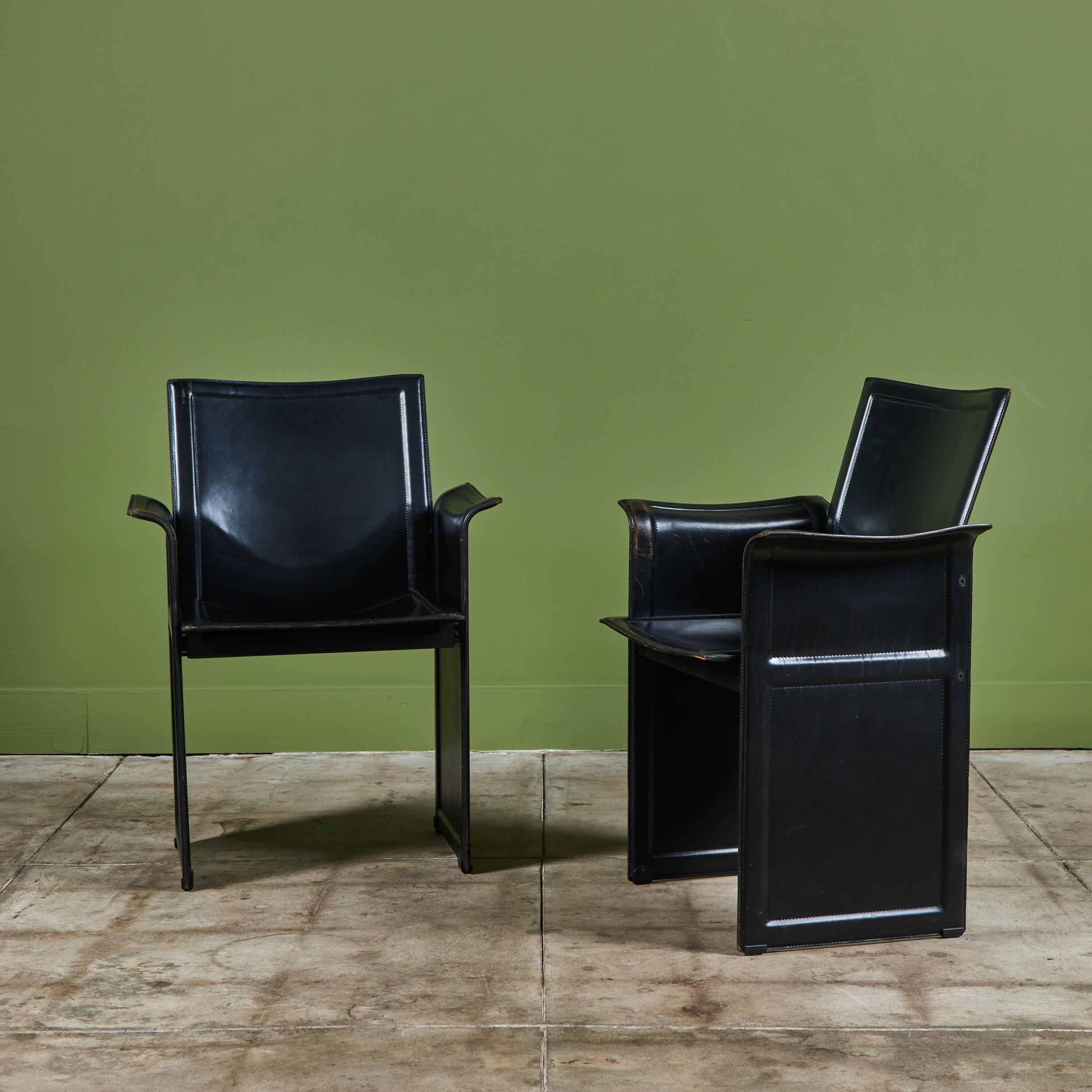 Matteo Grassi Black Leather Arm Chair For Sale 5