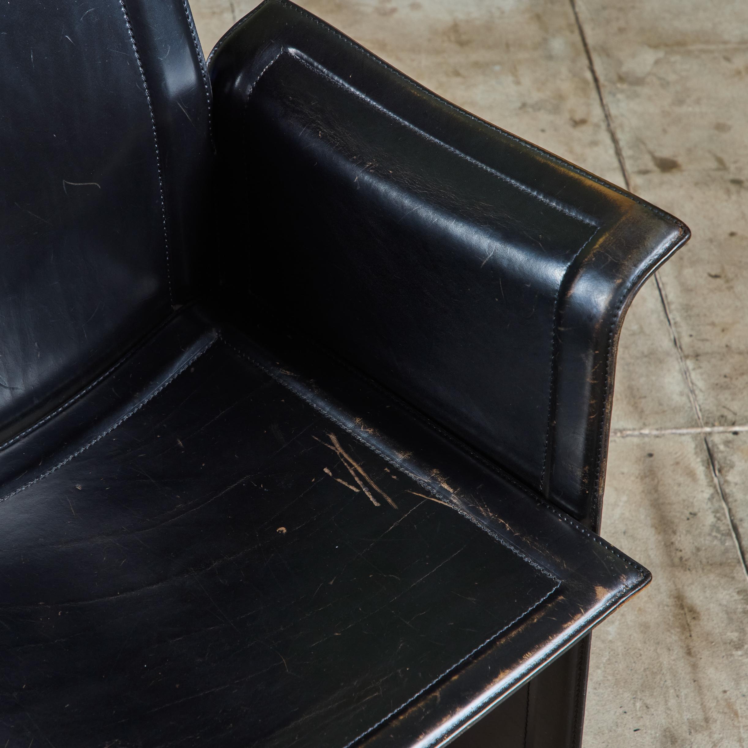 Matteo Grassi Black Leather Arm Chair For Sale 6