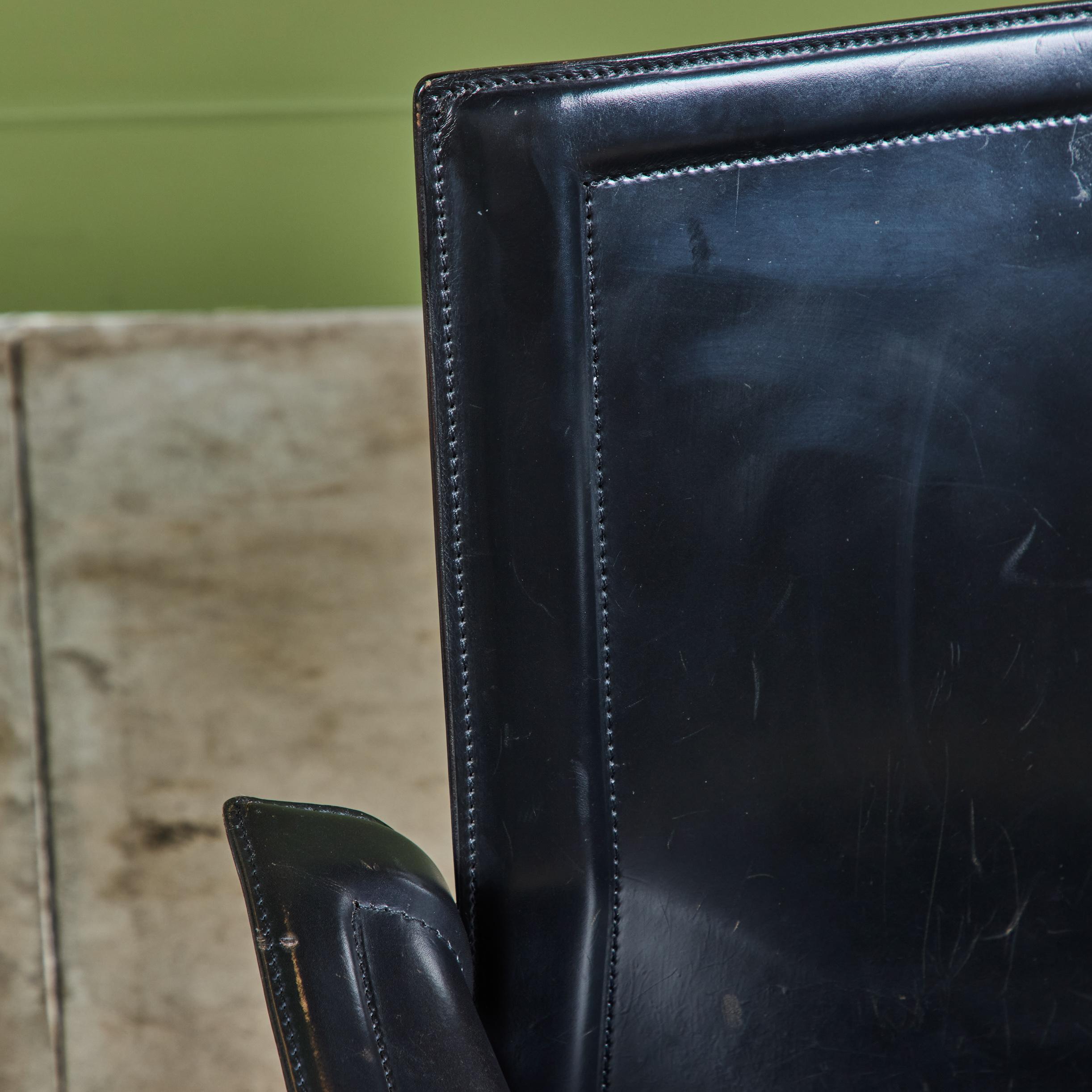 Matteo Grassi Black Leather Arm Chair For Sale 7