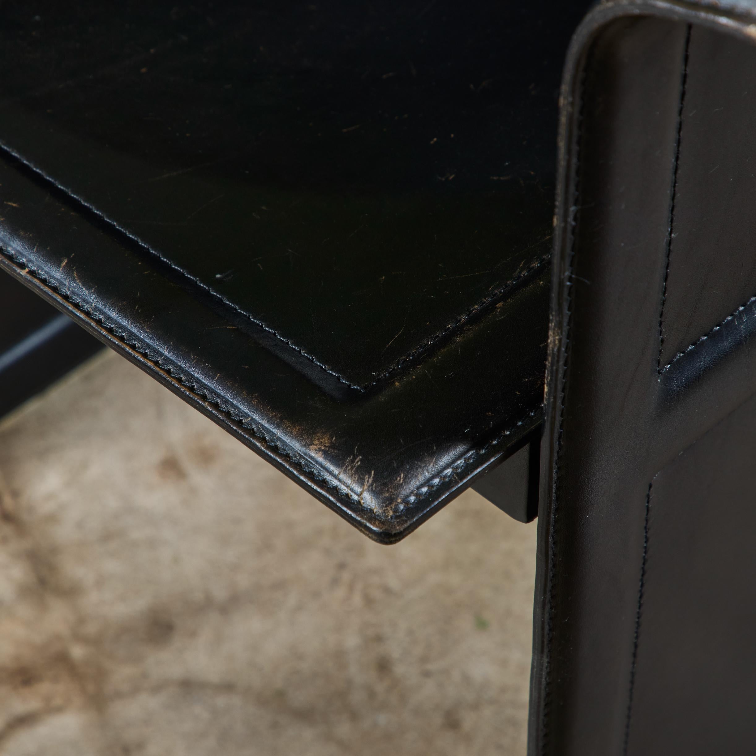 Matteo Grassi Black Leather Arm Chair For Sale 9