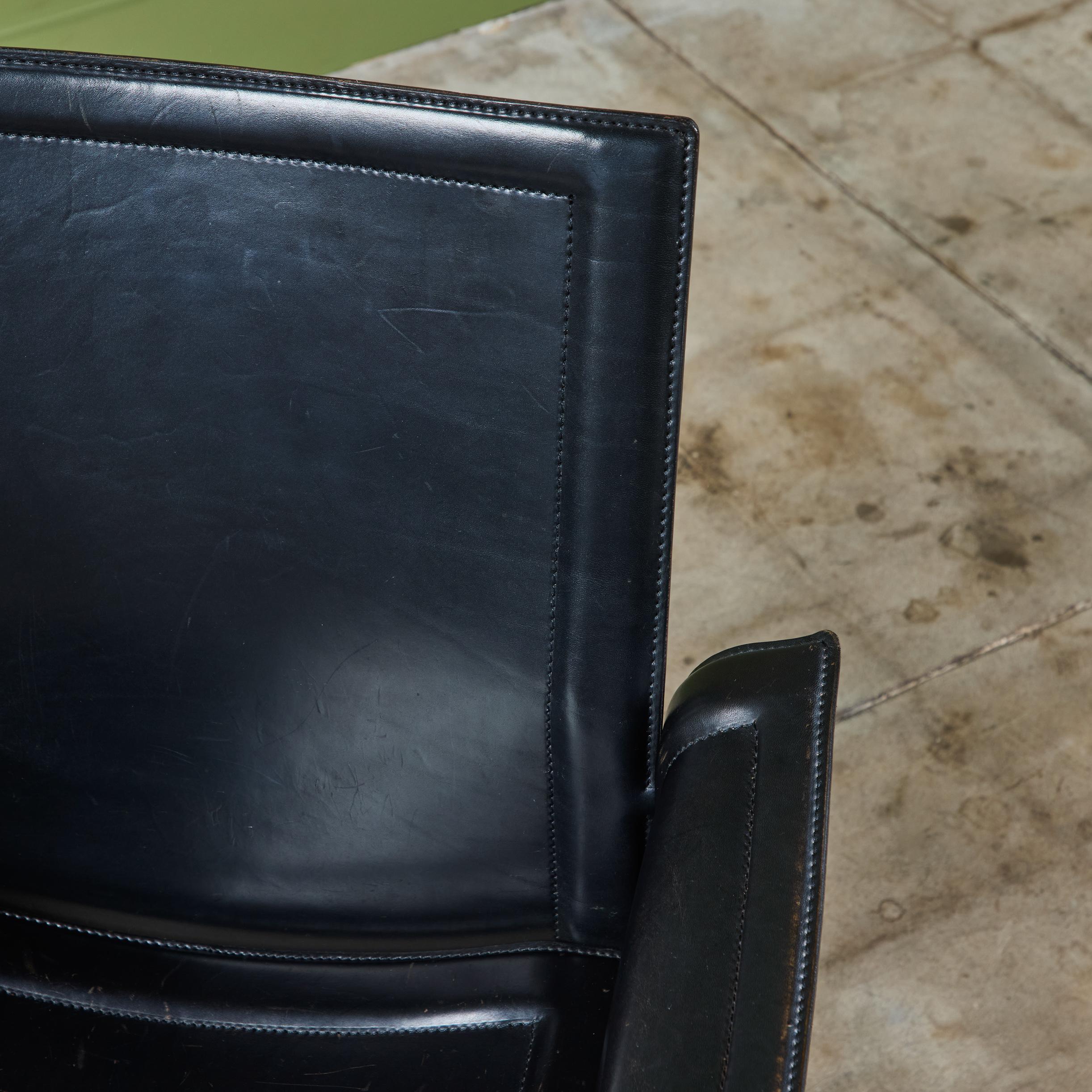 Matteo Grassi Black Leather Arm Chair For Sale 10