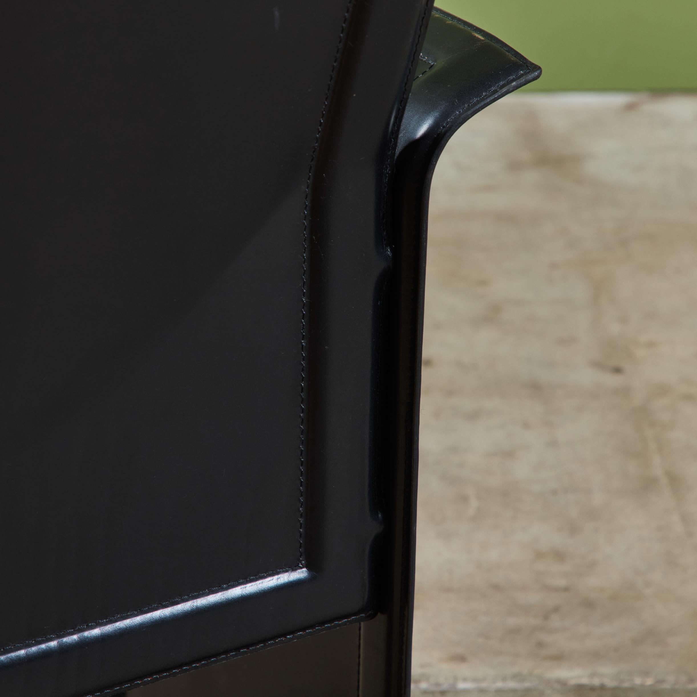 Matteo Grassi Black Leather Arm Chair For Sale 11