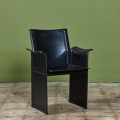 Matteo Grassi Black Leather Arm Chair