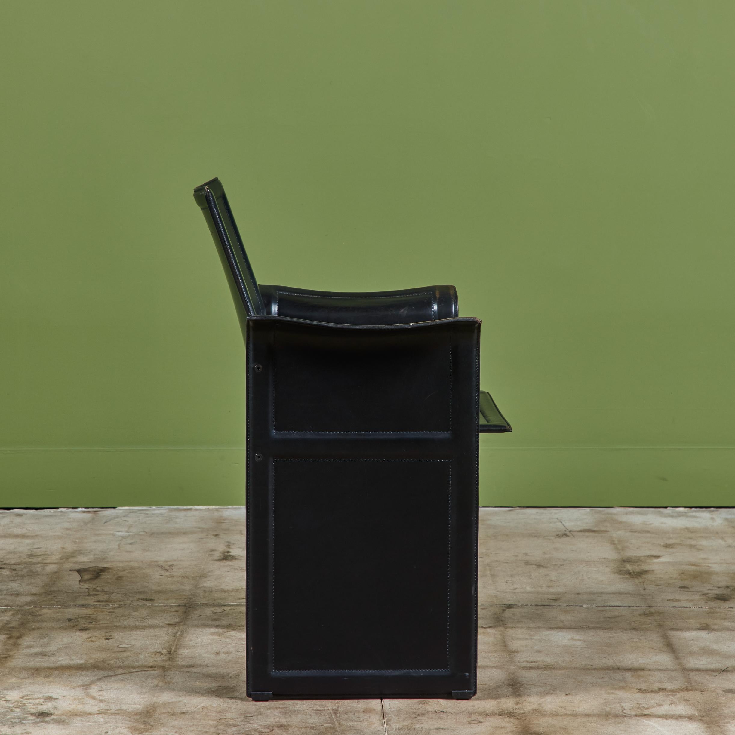Matteo Grassi Black Leather Arm Chair In Good Condition For Sale In Los Angeles, CA