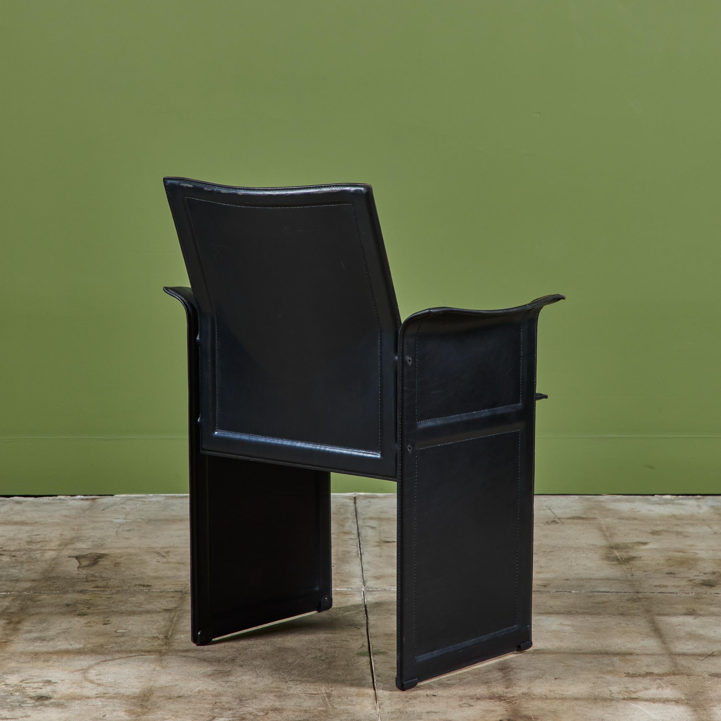 Late 20th Century Matteo Grassi Black Leather Arm Chair For Sale