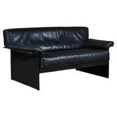 Matteo Grassi Loveseat aus schwarzem Leder