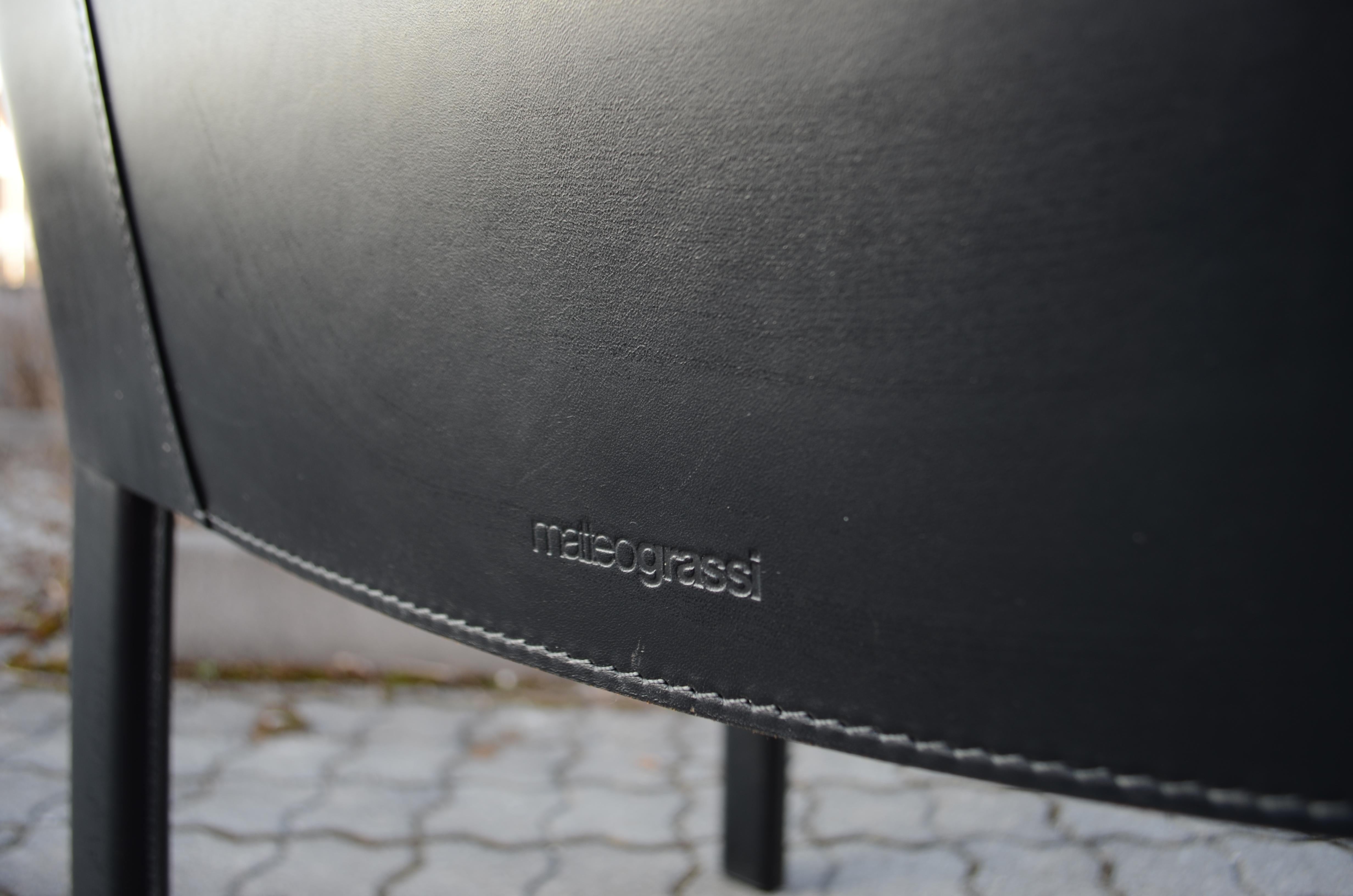 Matteo Grassi Black Saddle Leather Chair Armchair Golfo Dei Poti For Sale 1
