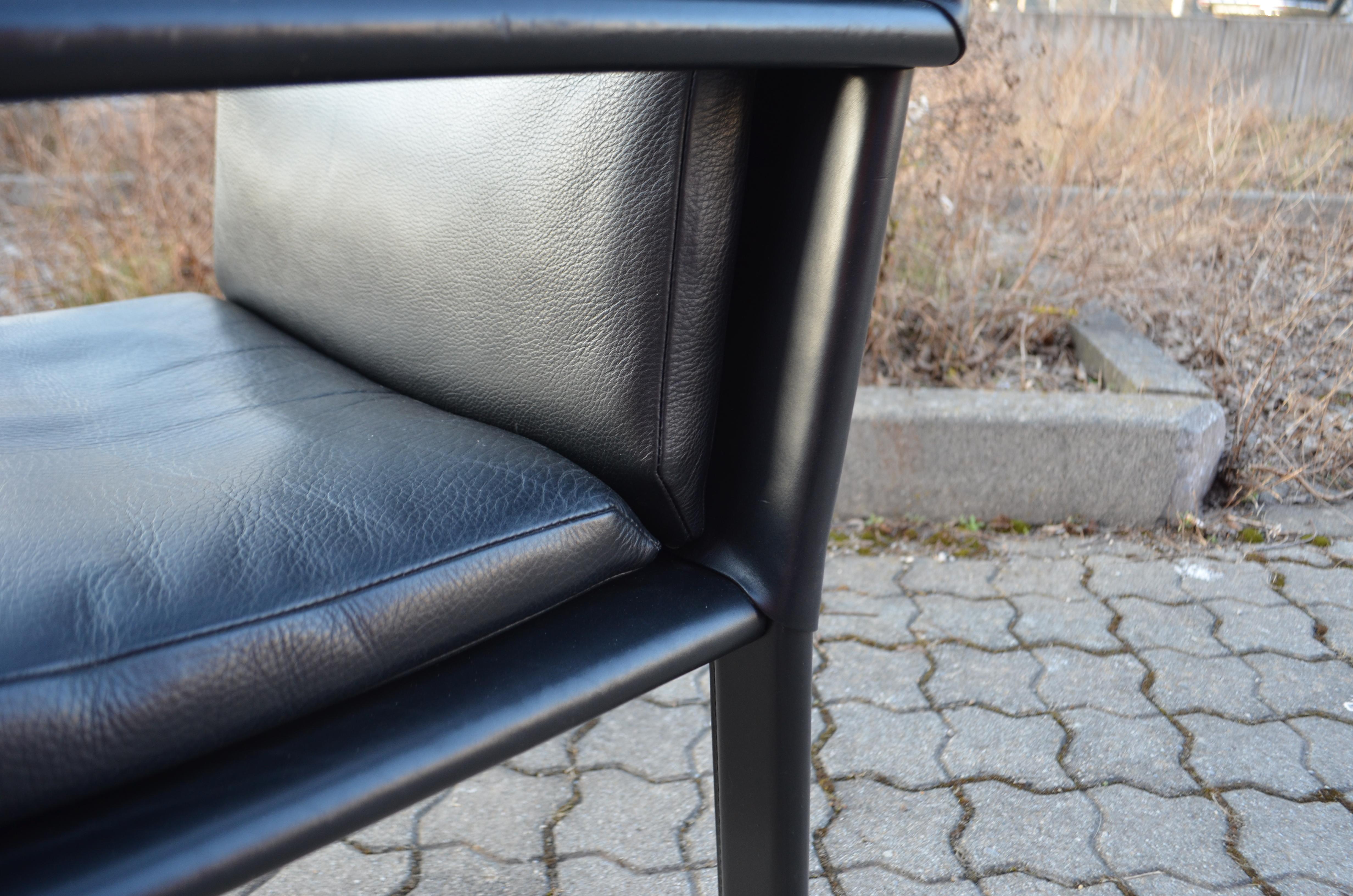 Matteo Grassi Black Saddle Leather Chair Armchair Golfo Dei Poti For Sale 7