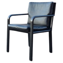 Vintage Matteo Grassi Black Saddle Leather Chair Armchair Golfo Dei Poti