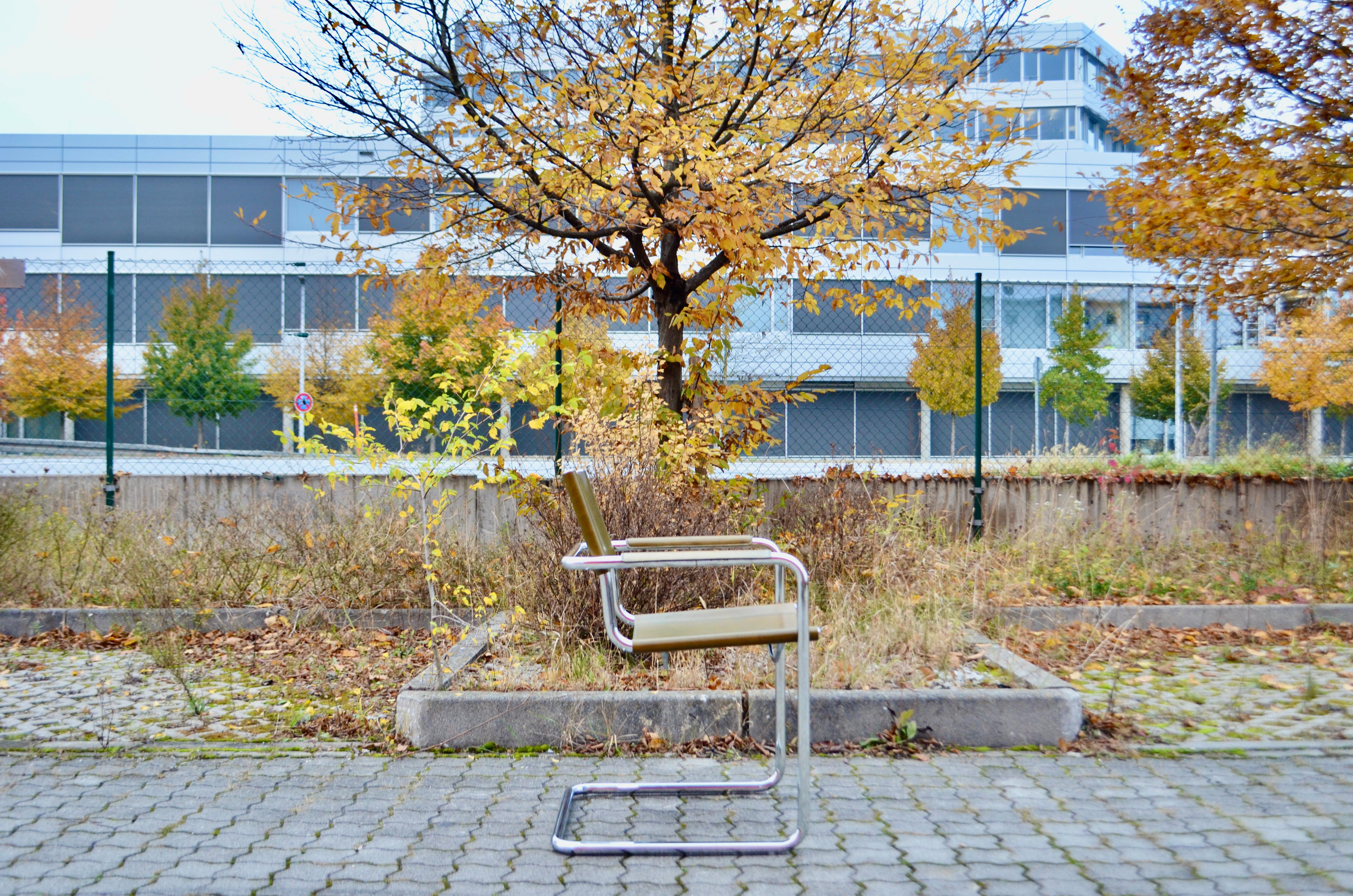 Matteo Grassi Cantilever MG Olive Green Leather Chair by Centro Studi In Good Condition In Munich, Bavaria