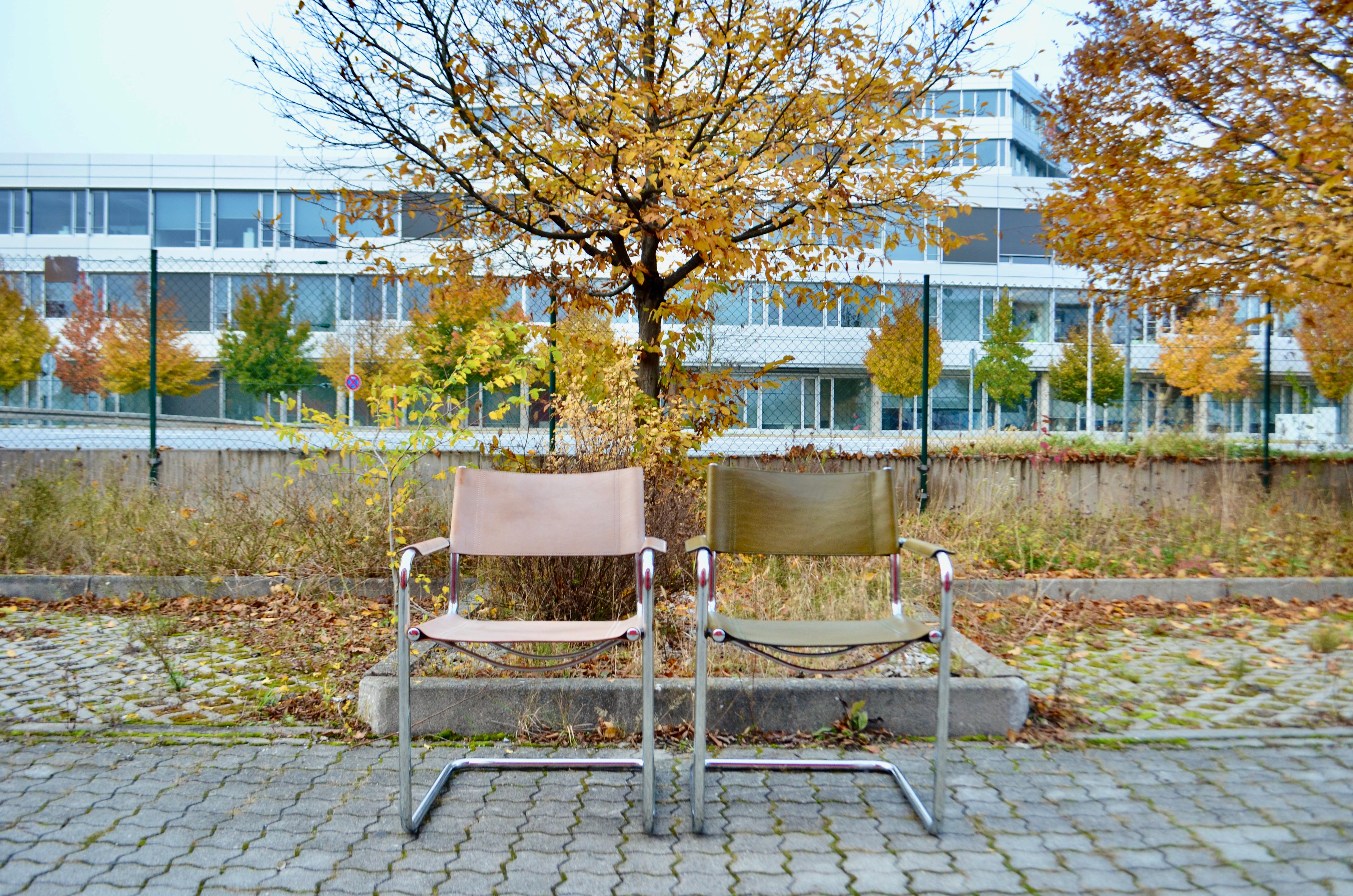 Matteo Grassi Cantilever MG Skin Coloured Leather Chair by Centro Studi For Sale 9