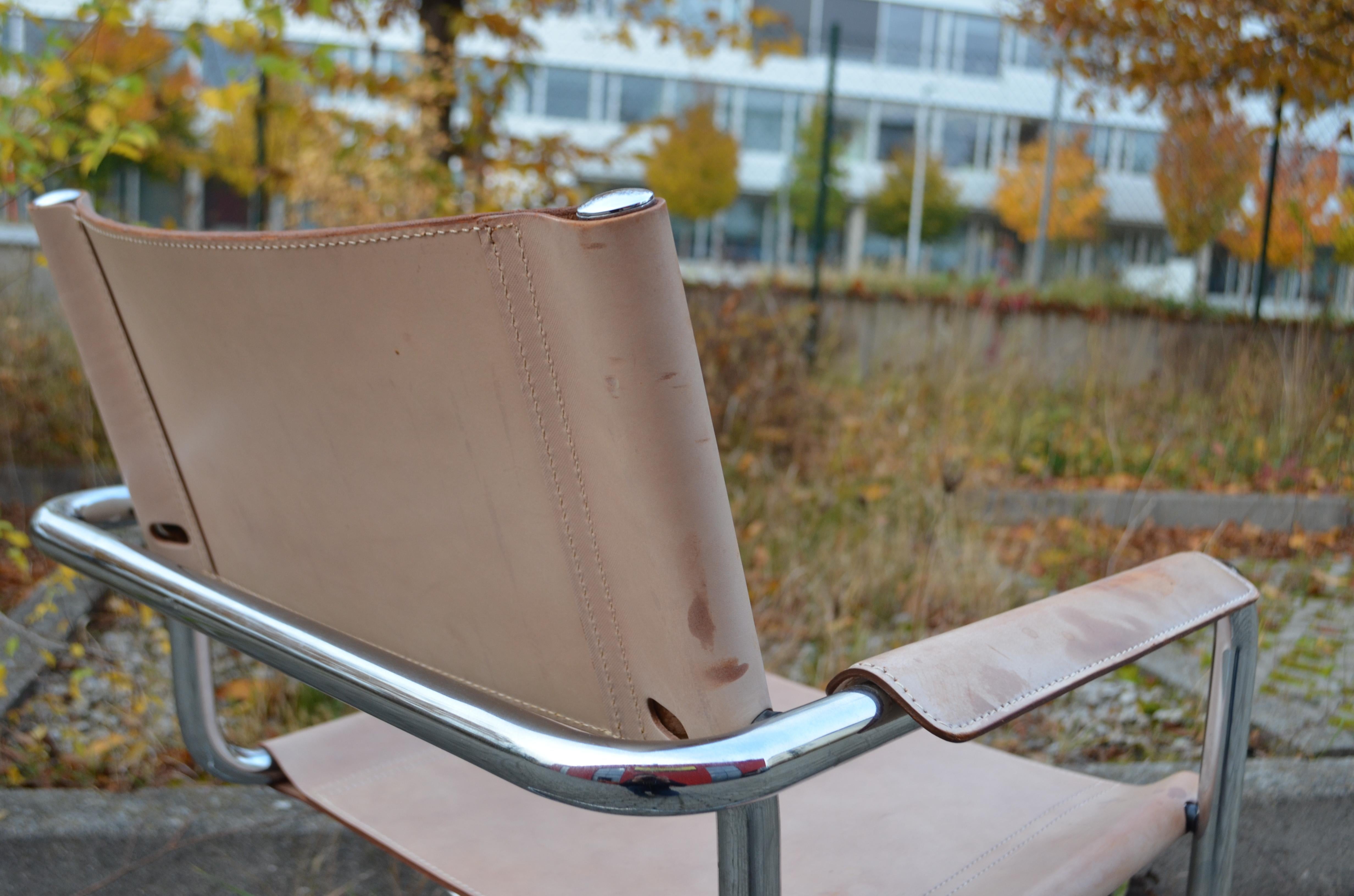 Matteo Grassi Cantilever MG Skin Coloured Leather Chair by Centro Studi For Sale 11