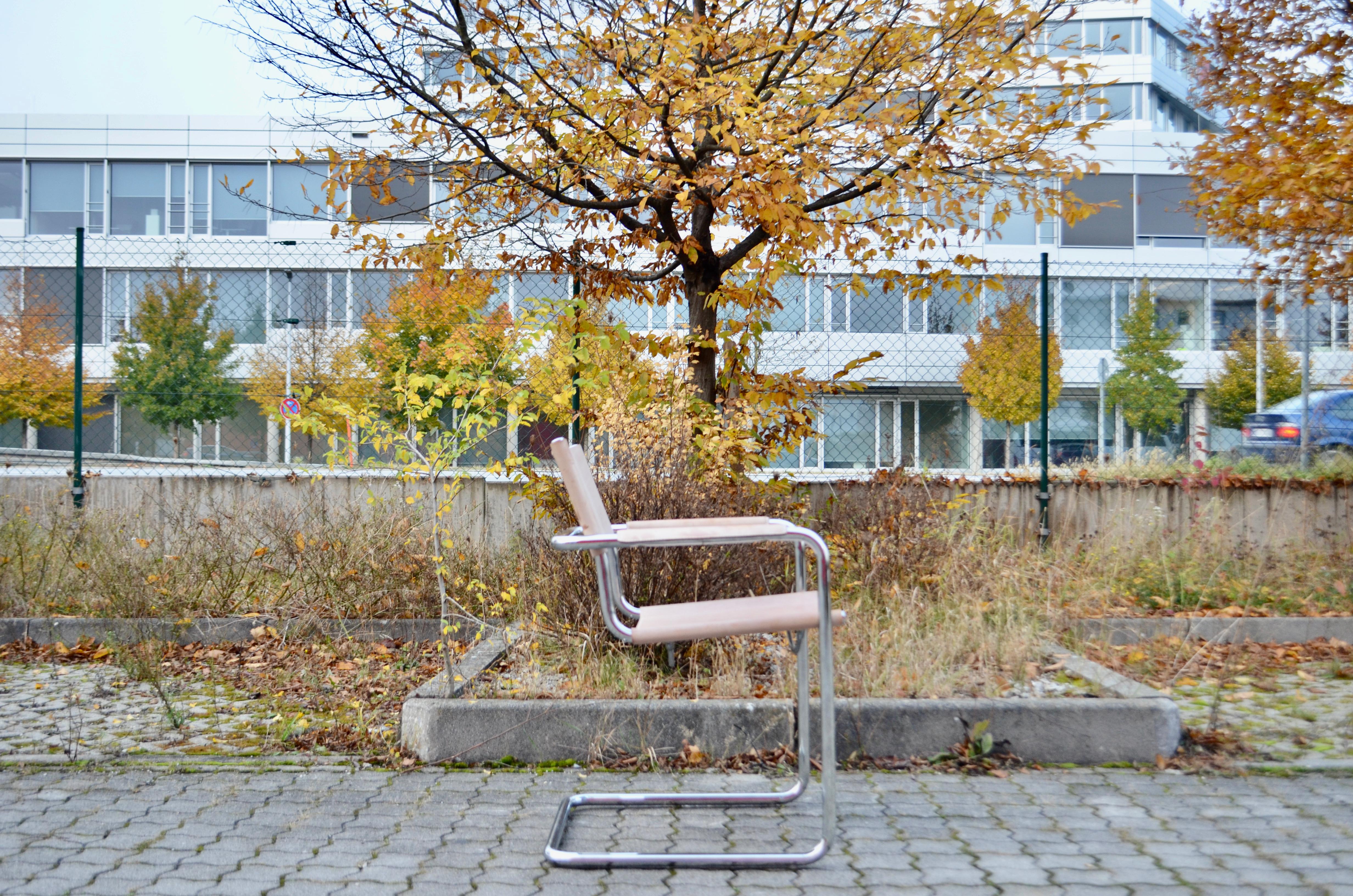 Late 20th Century Matteo Grassi Cantilever MG Skin Coloured Leather Chair by Centro Studi For Sale