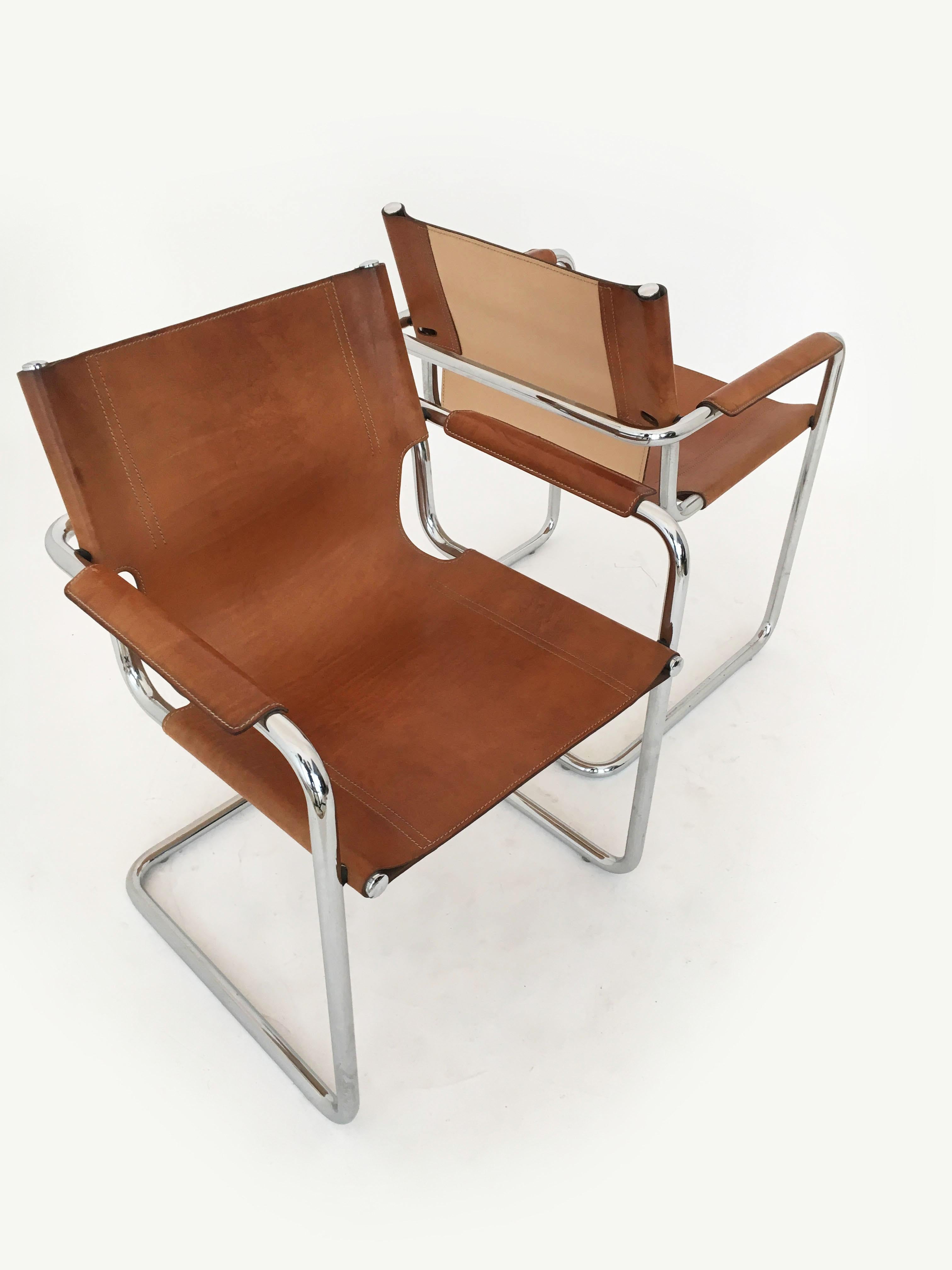 Matteo Grassi Cantilever Visitor Side Chairs Pair, Italy, 1970s im Angebot 4