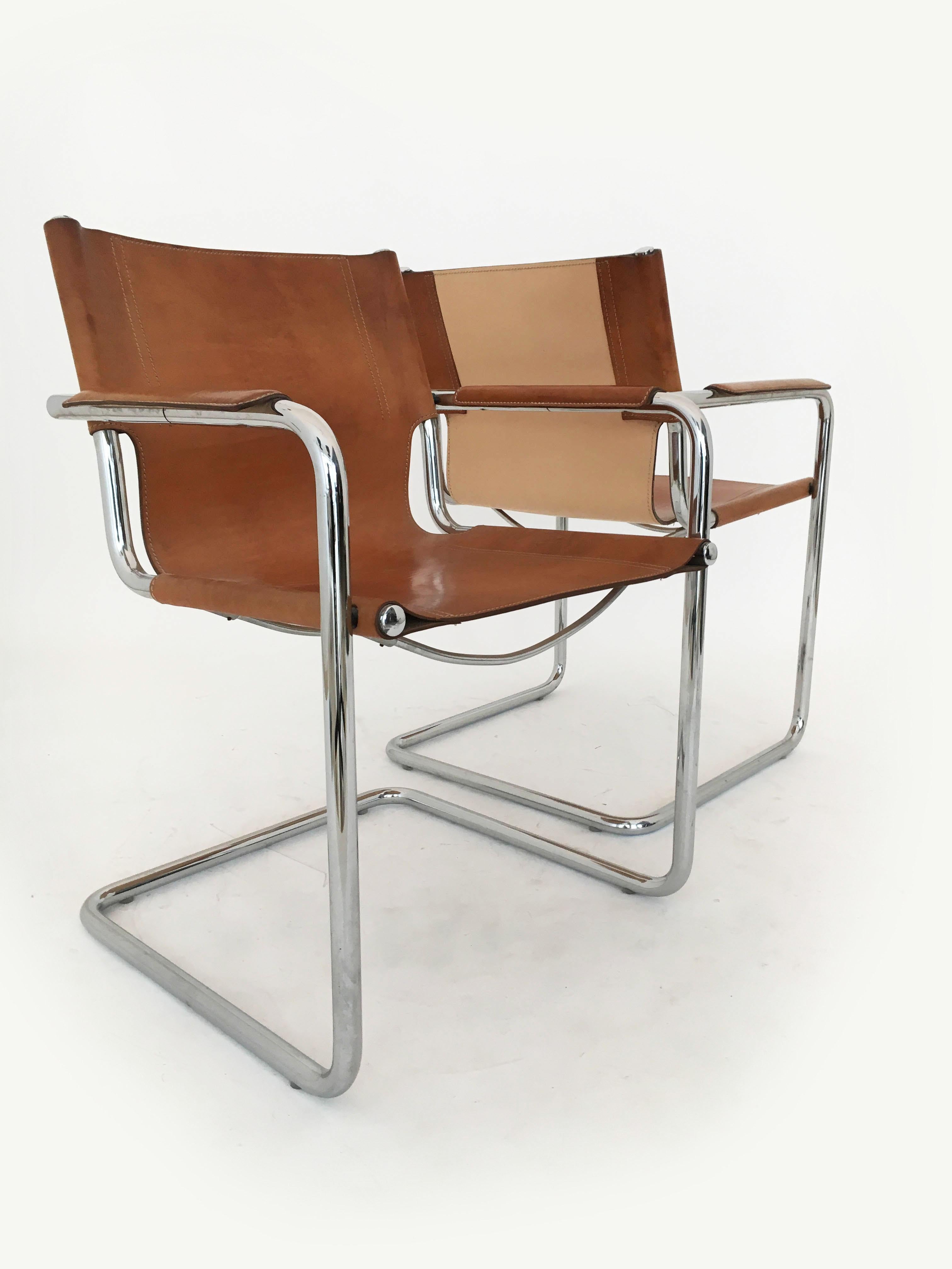 Matteo Grassi Cantilever Visitor Side Chairs Pair, Italy, 1970s For Sale 4