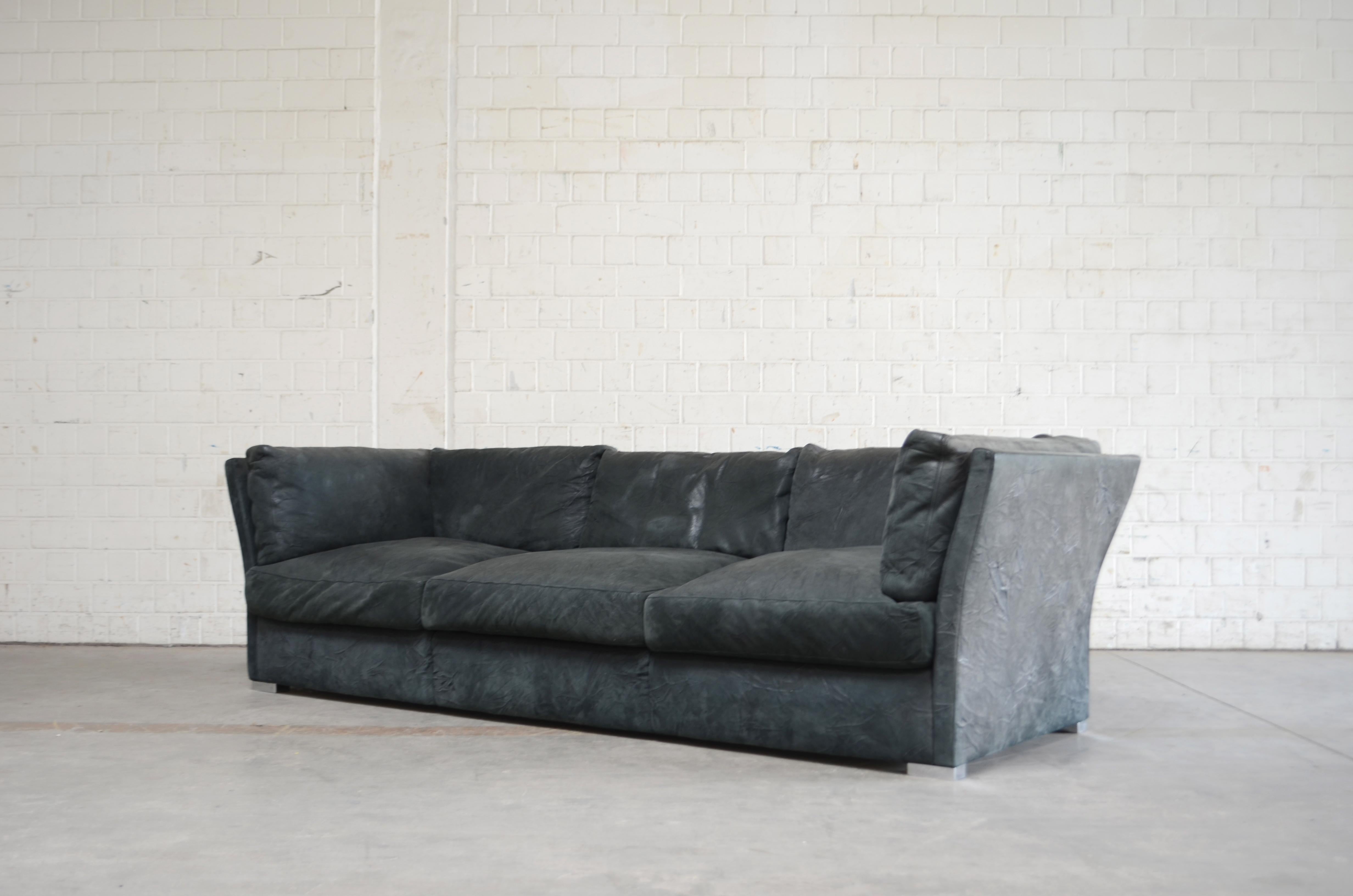 Contemporary Matteo Grassi  Deluxe Petrol Leather Sofa Nirvana Design by Franco Poli For Sale