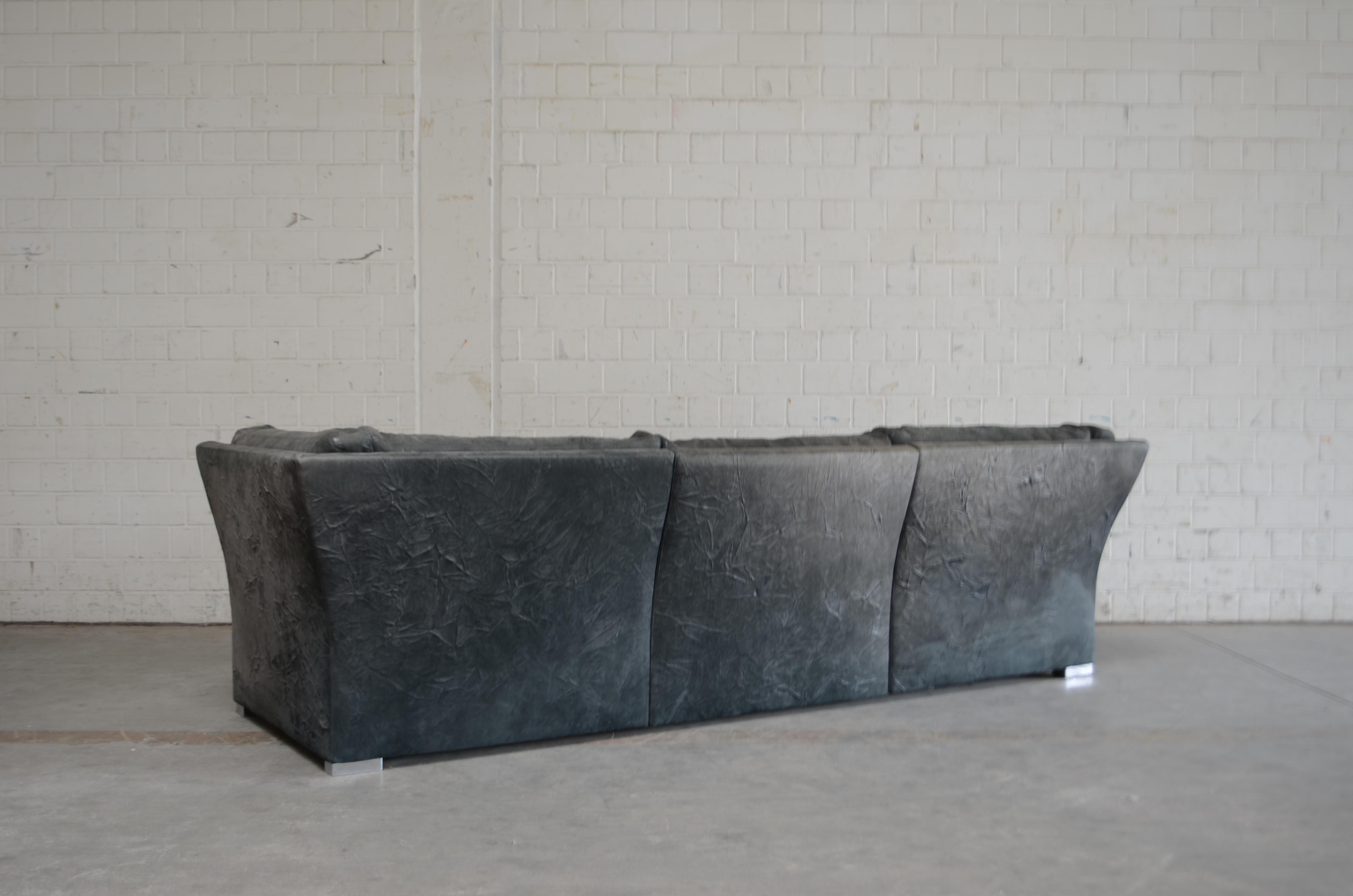 Matteo Grassi  Deluxe Petrol Leather Sofa Nirvana Design by Franco Poli For Sale 2