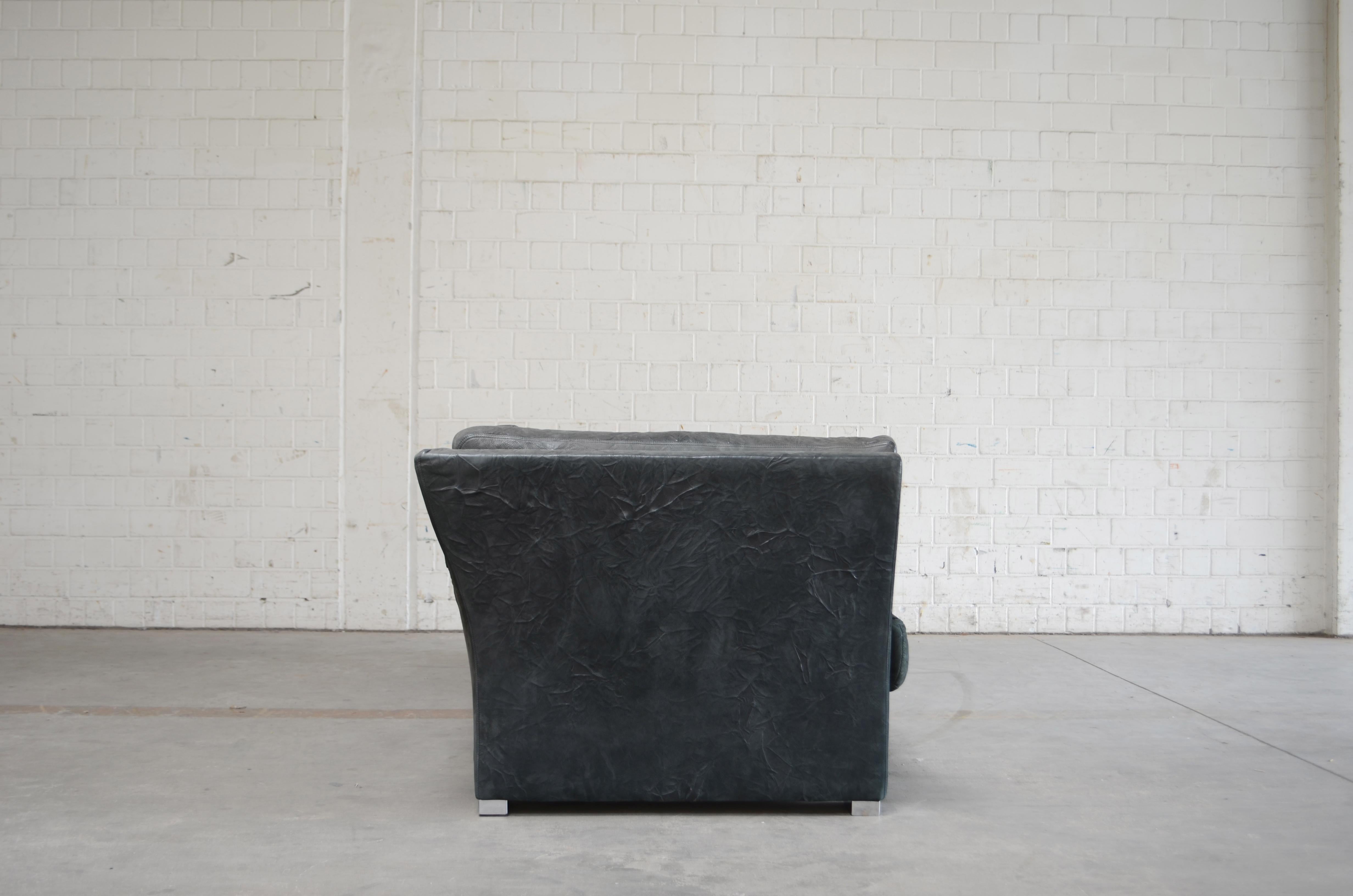 Matteo Grassi  Deluxe Petrol Leather Sofa Nirvana Design by Franco Poli For Sale 3