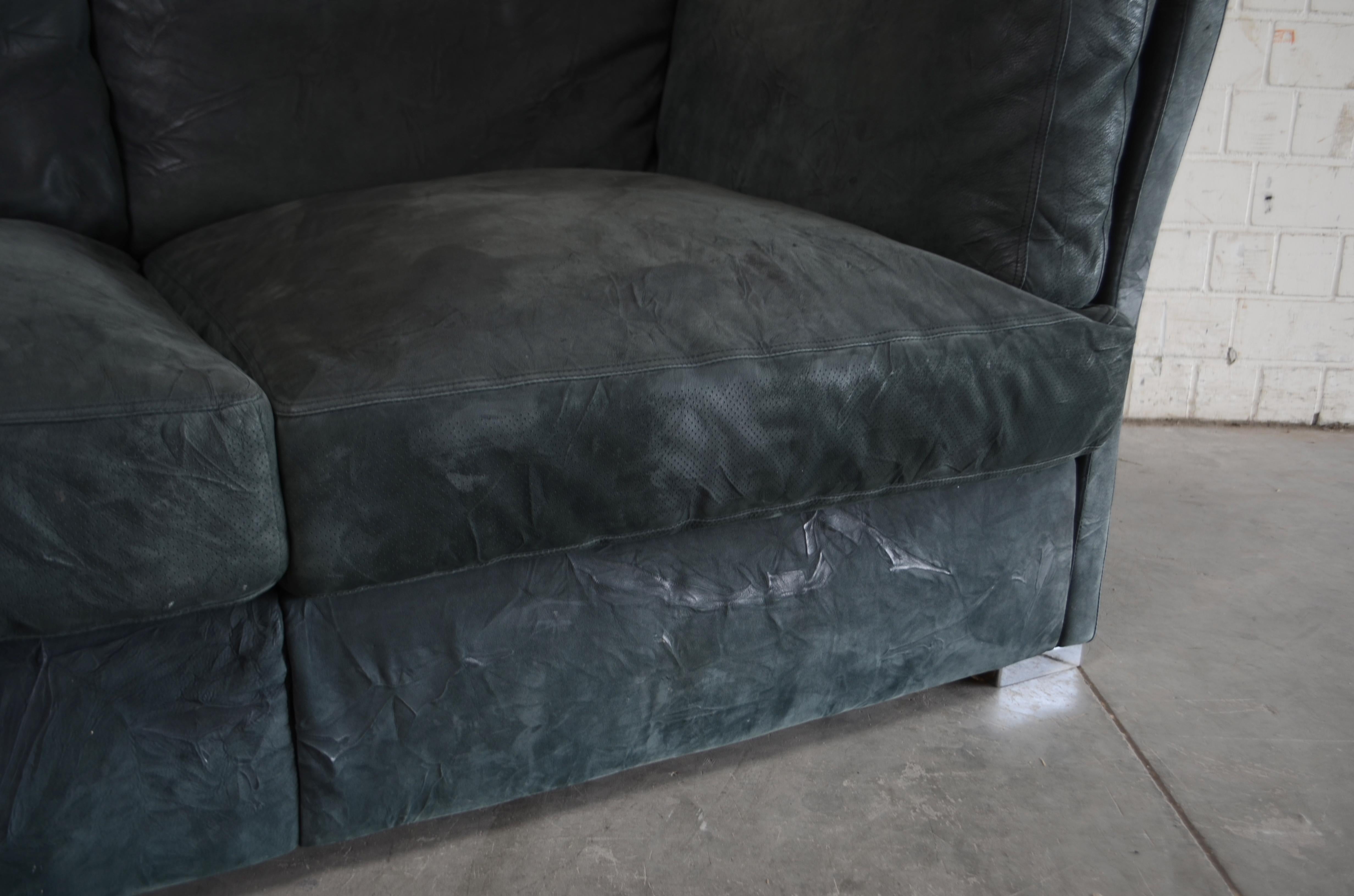 Matteo Grassi  Deluxe Petrol Leather Sofa Nirvana Design by Franco Poli For Sale 8