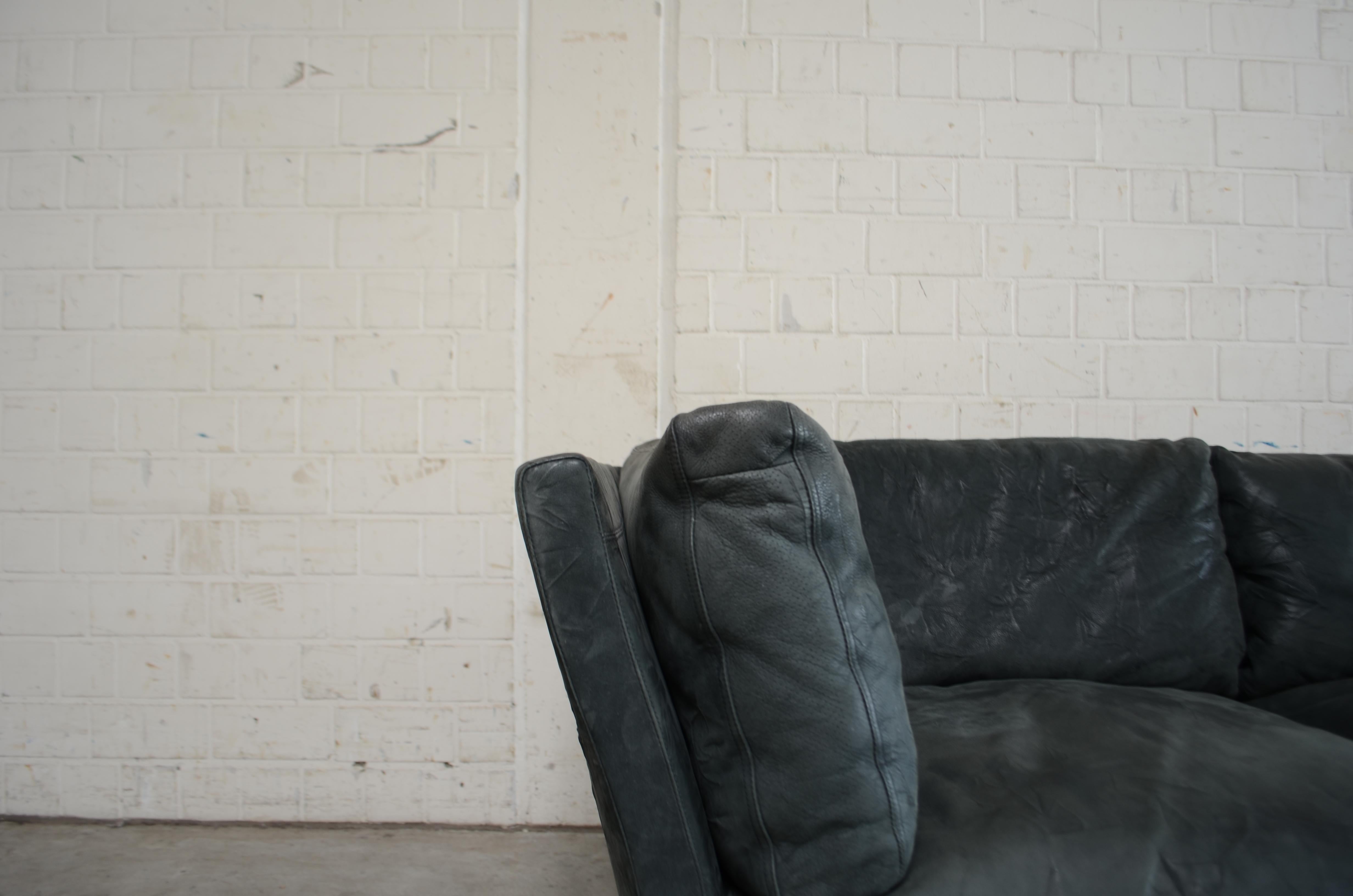 Modern Matteo Grassi  Deluxe Petrol Leather Sofa Nirvana Design by Franco Poli For Sale