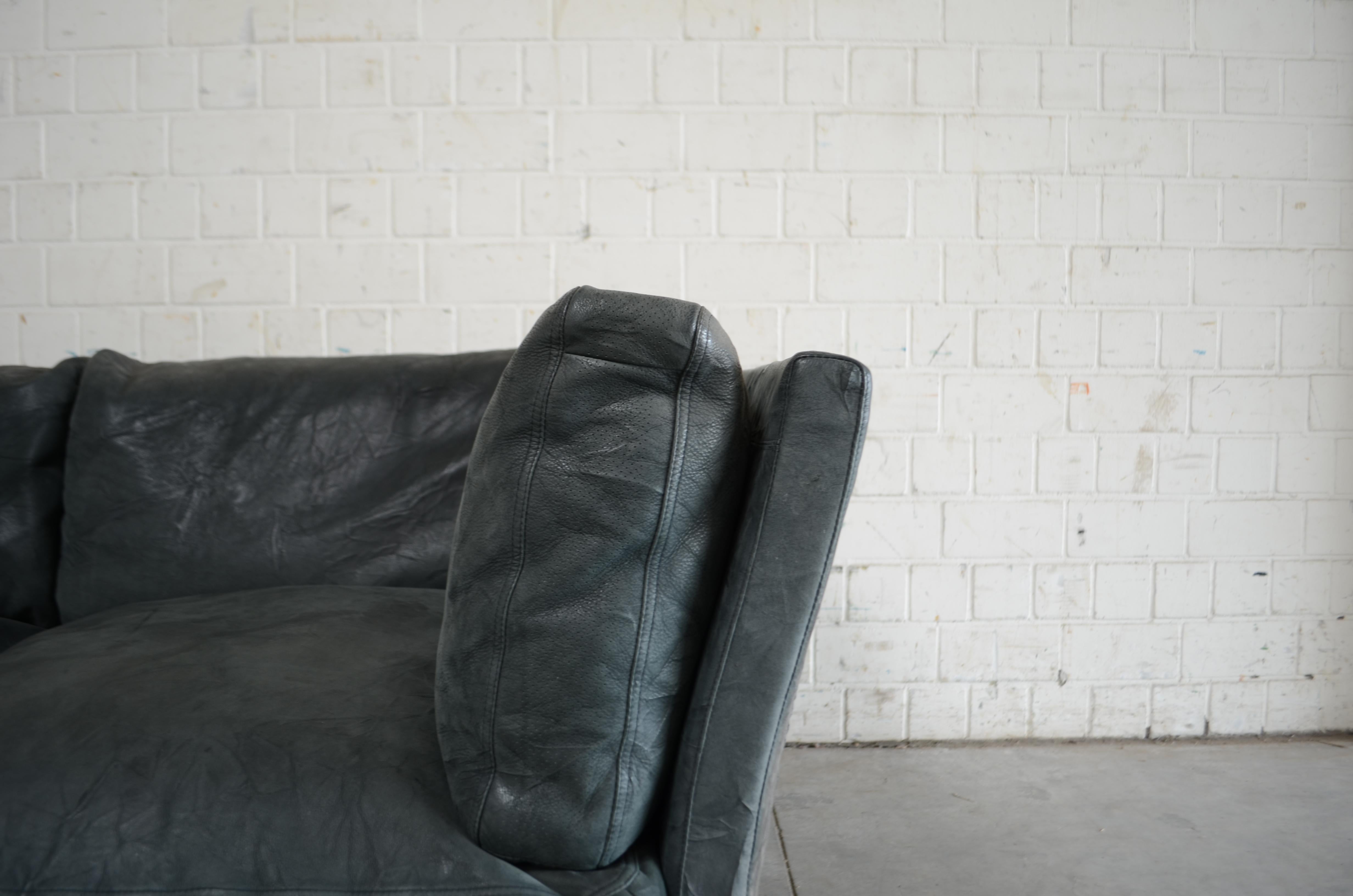 Italian Matteo Grassi  Deluxe Petrol Leather Sofa Nirvana Design by Franco Poli For Sale