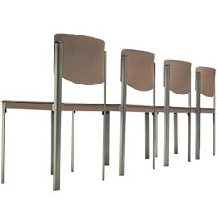 Matteo Grassi Dining Chairs in Leather and Steel