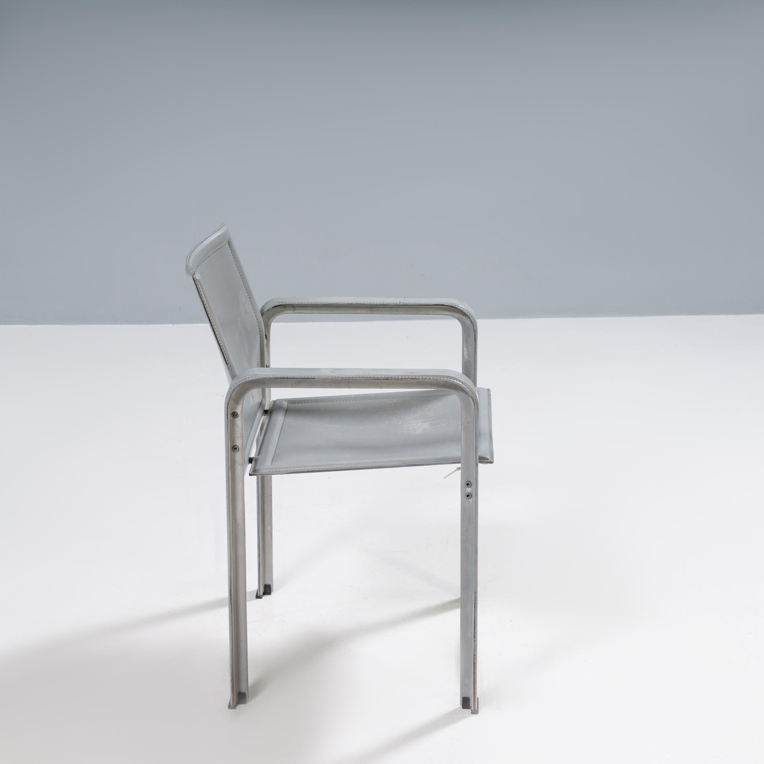 Matteo Grassi Golfo Dei Poeti Grey Leather Dining Chairs, Set of 10 2