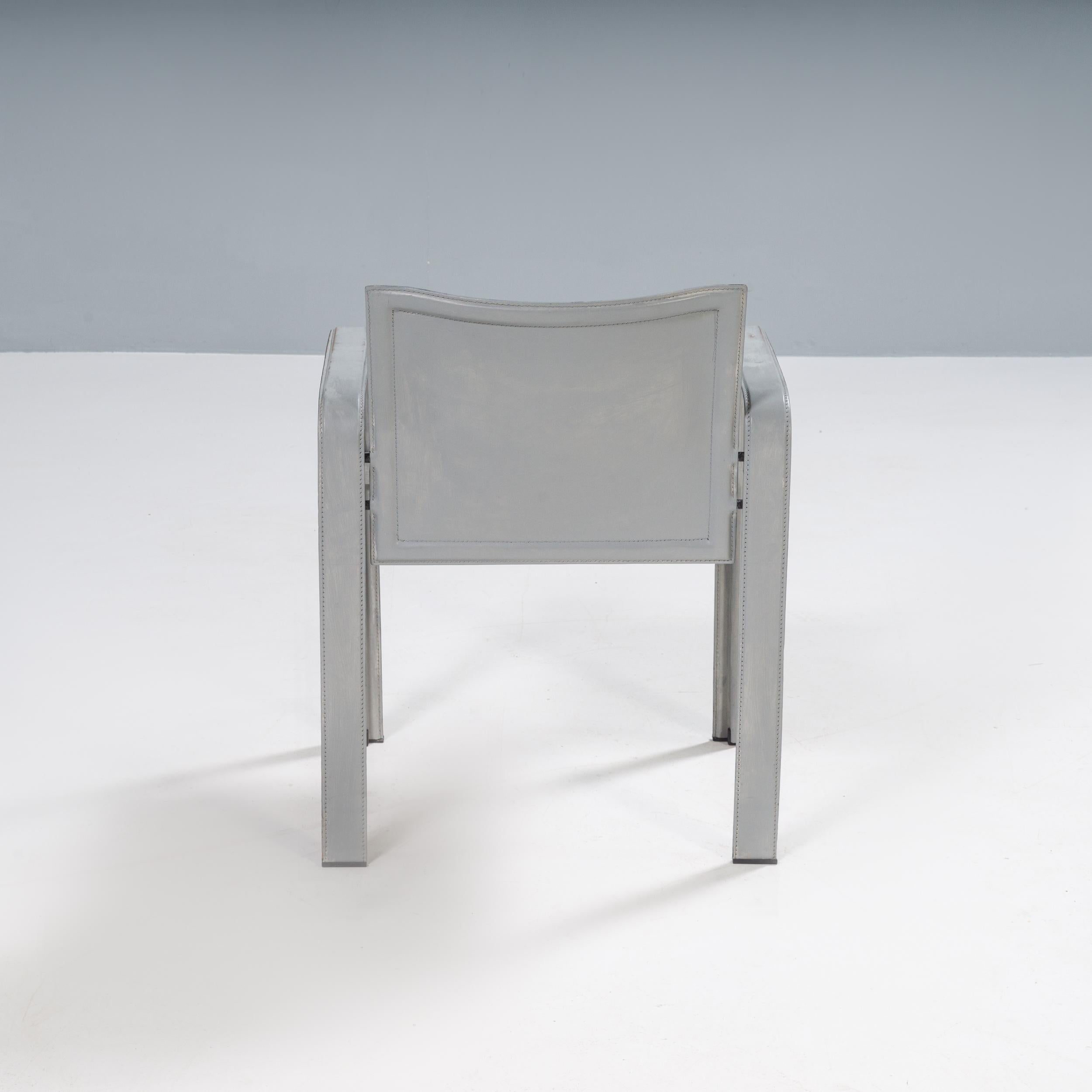 Matteo Grassi Golfo Dei Poeti Grey Leather Dining Chairs, Set of 10 3