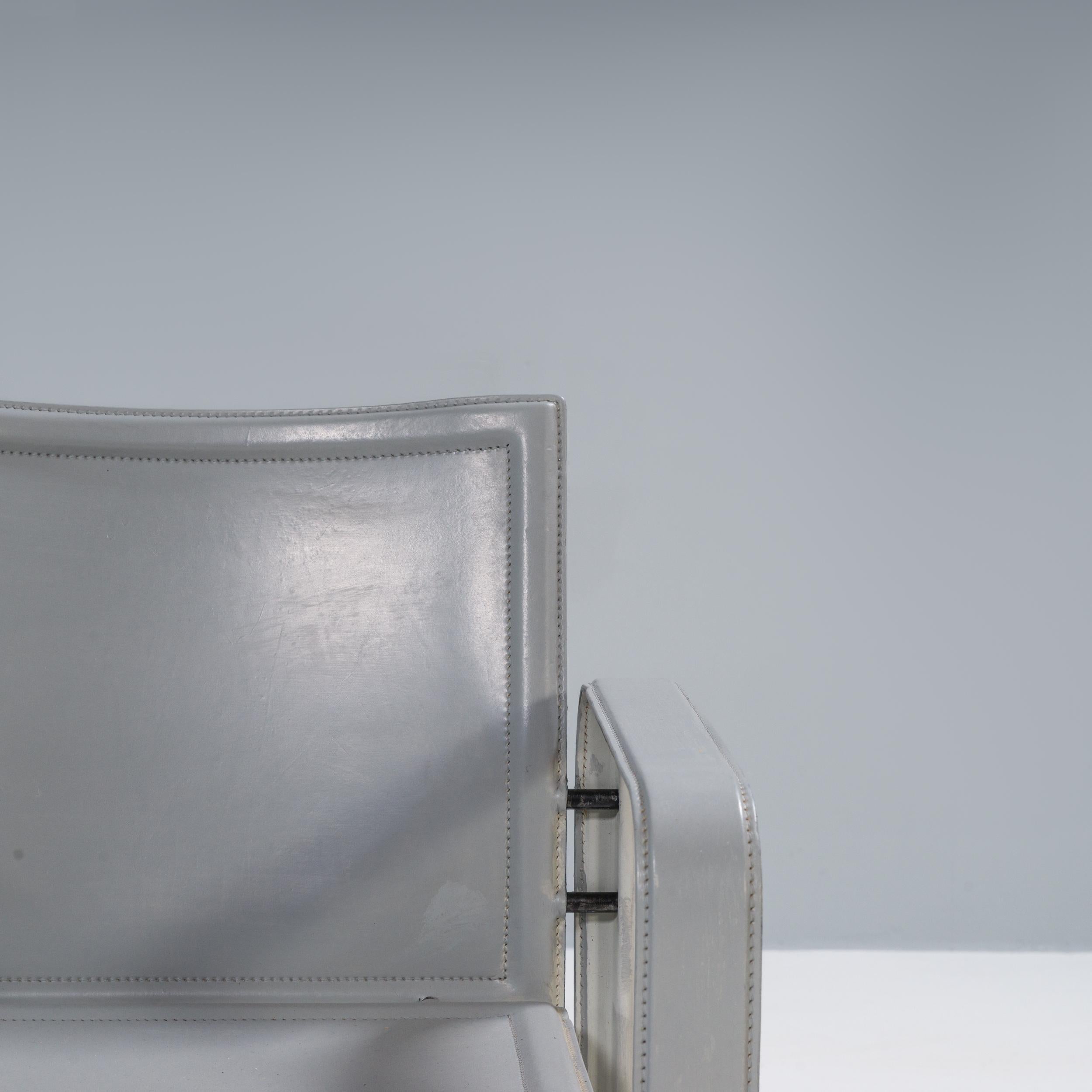 Matteo Grassi Golfo Dei Poeti Grey Leather Dining Chairs, Set of 10 4