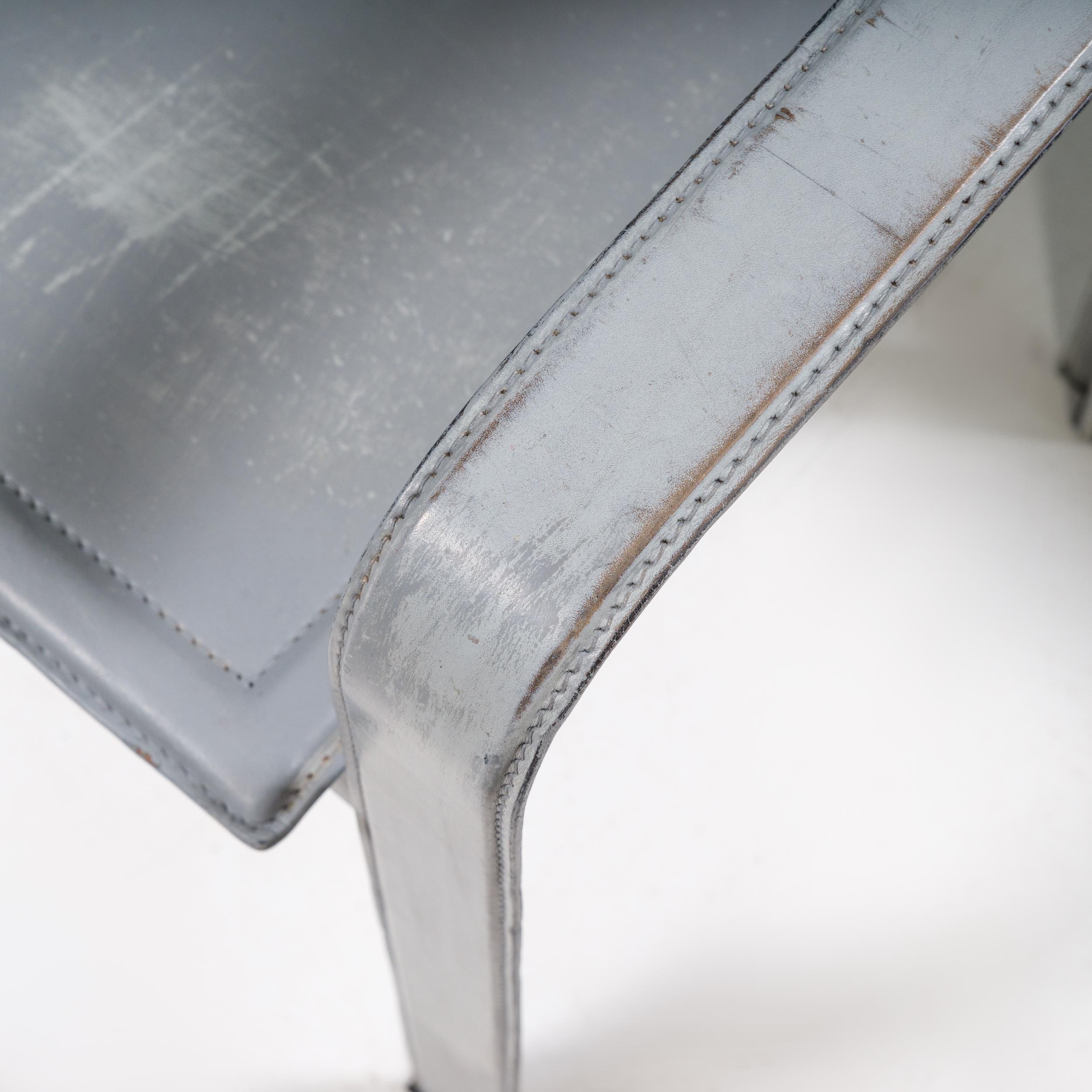 Matteo Grassi Golfo Dei Poeti Grey Leather Dining Chairs, Set of 10 12