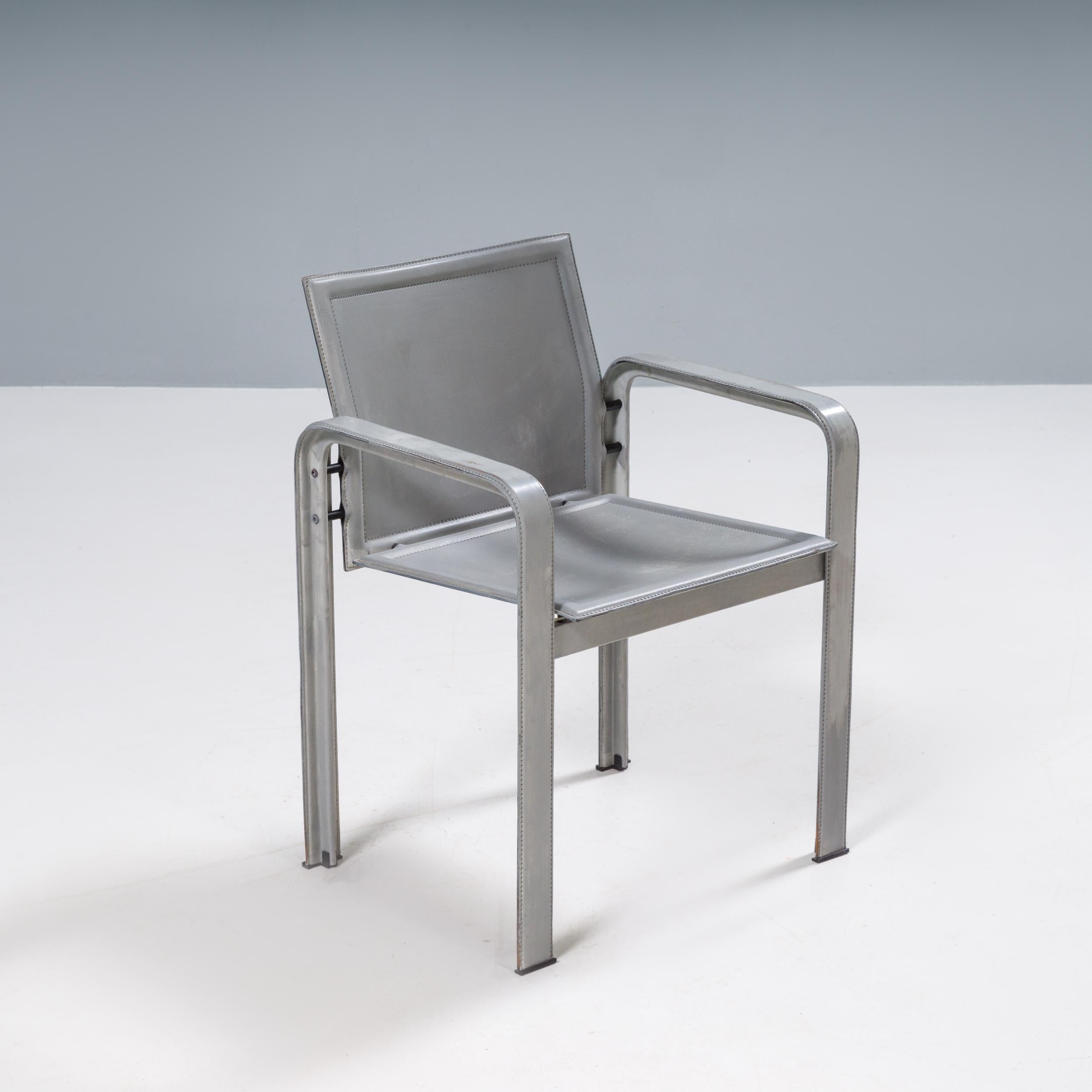 Matteo Grassi Golfo Dei Poeti Grey Leather Dining Chairs, Set of 10 1